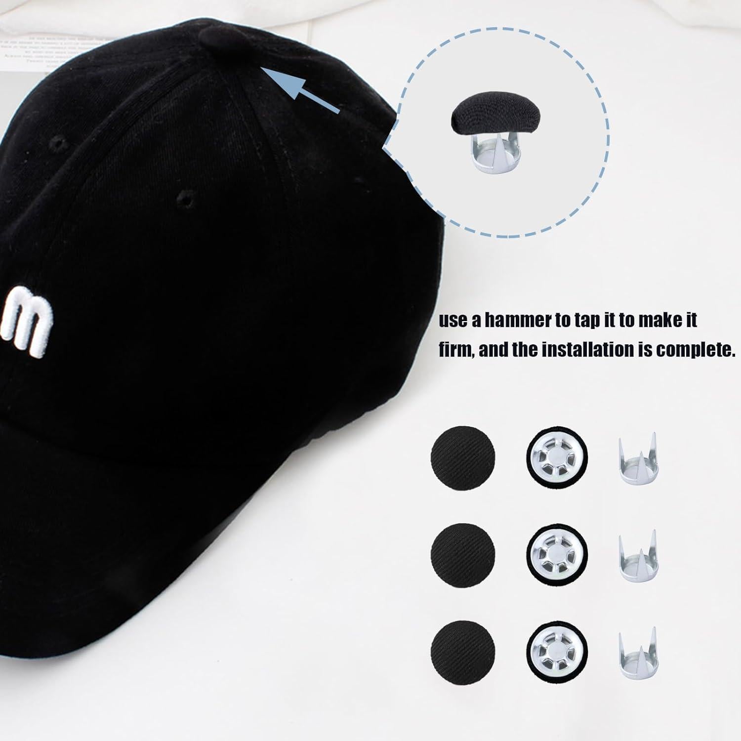 30 Botones a Presión para Gorras Wzttdm - Reemplazo Negro