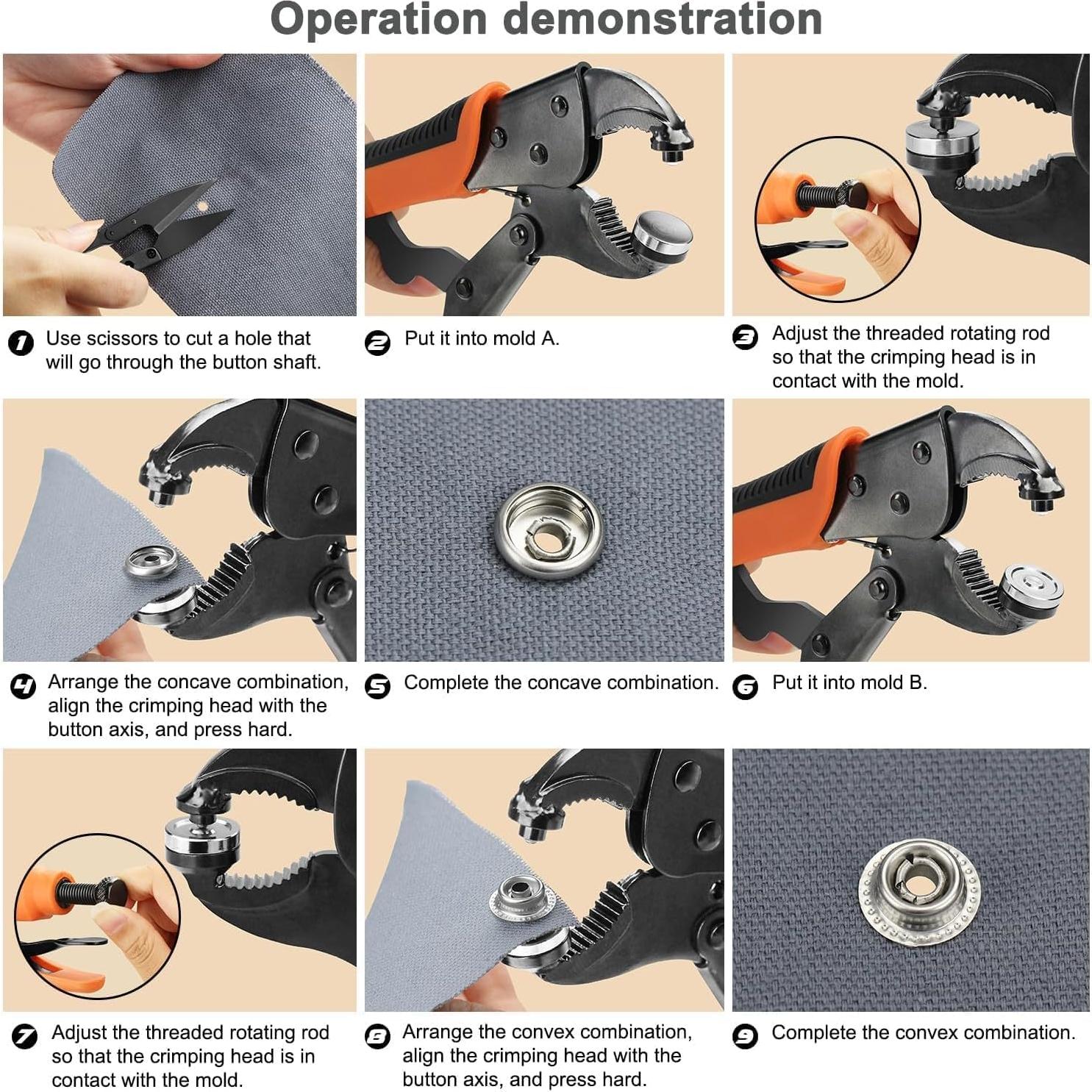 Kit de 220 Botones a Presión FUZHIJIA 15mm Acero Inoxidable
