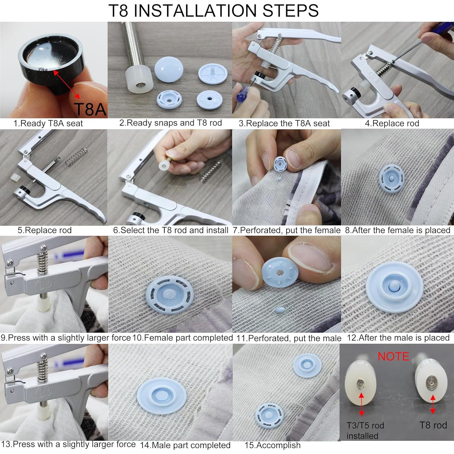 Kit de 288 Broches KAM T8 BetterJonny para Manualidades y Costura