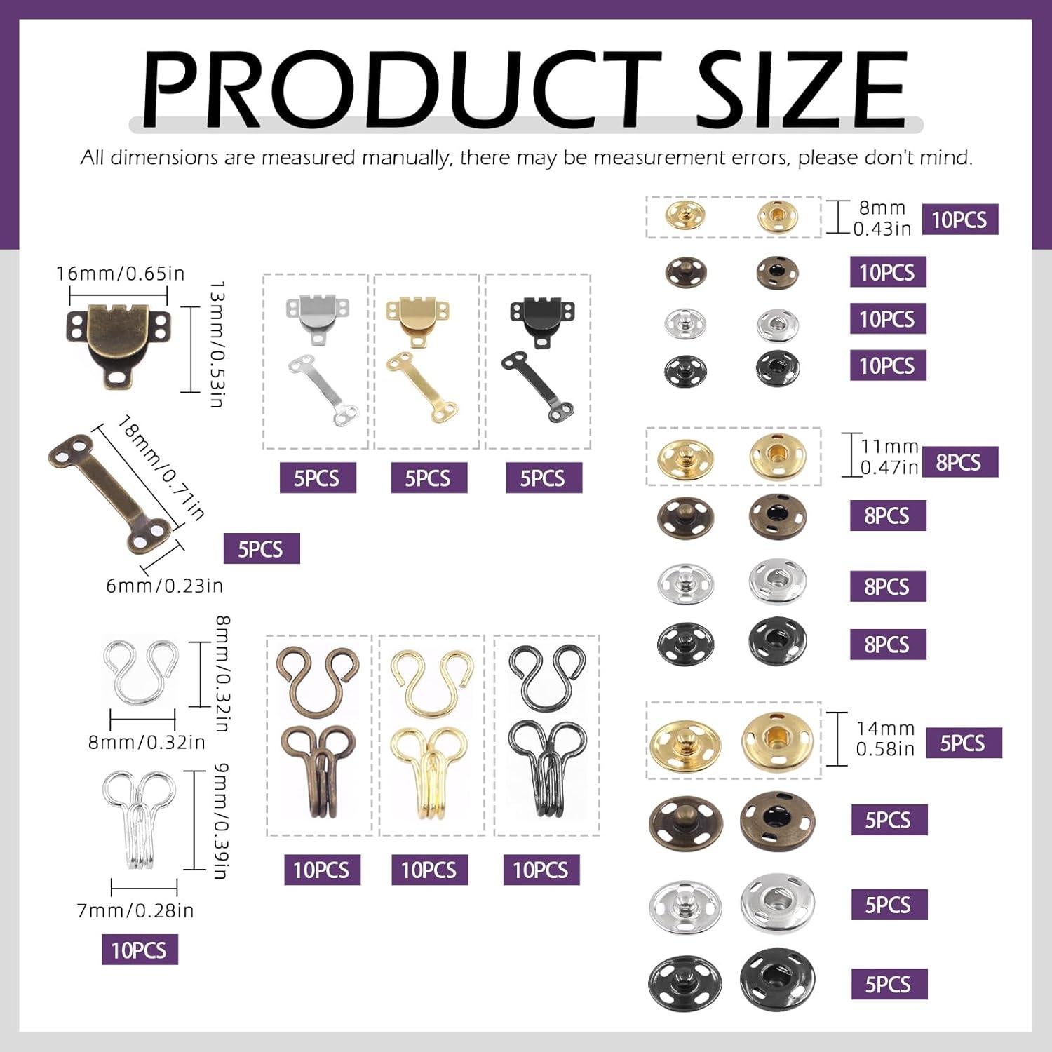 Kit de Costura Swpeet 152Pares Ganchos y Ojos de Metal