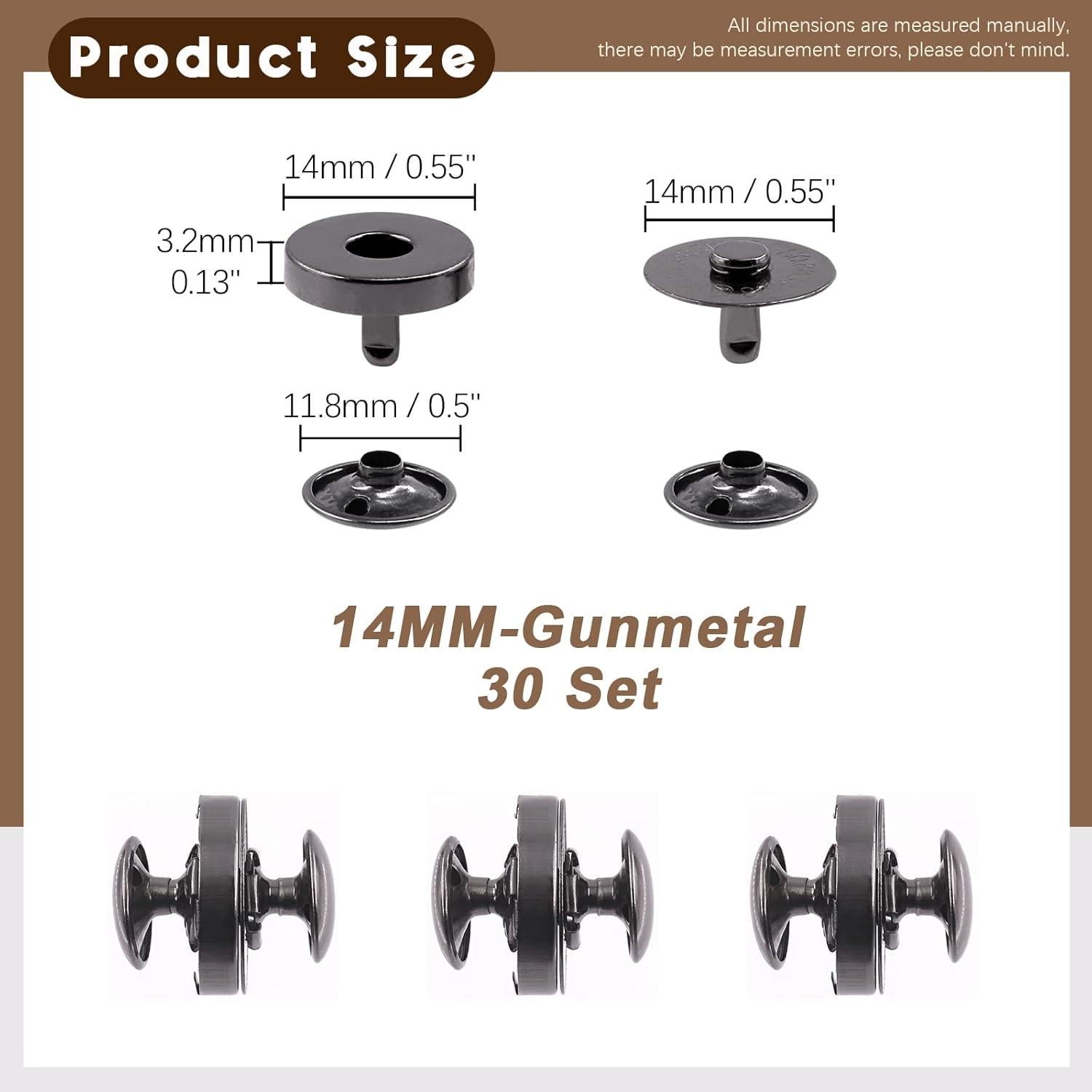 Conjunto de 30 Botones Magnéticos Negros 14mm Wokape