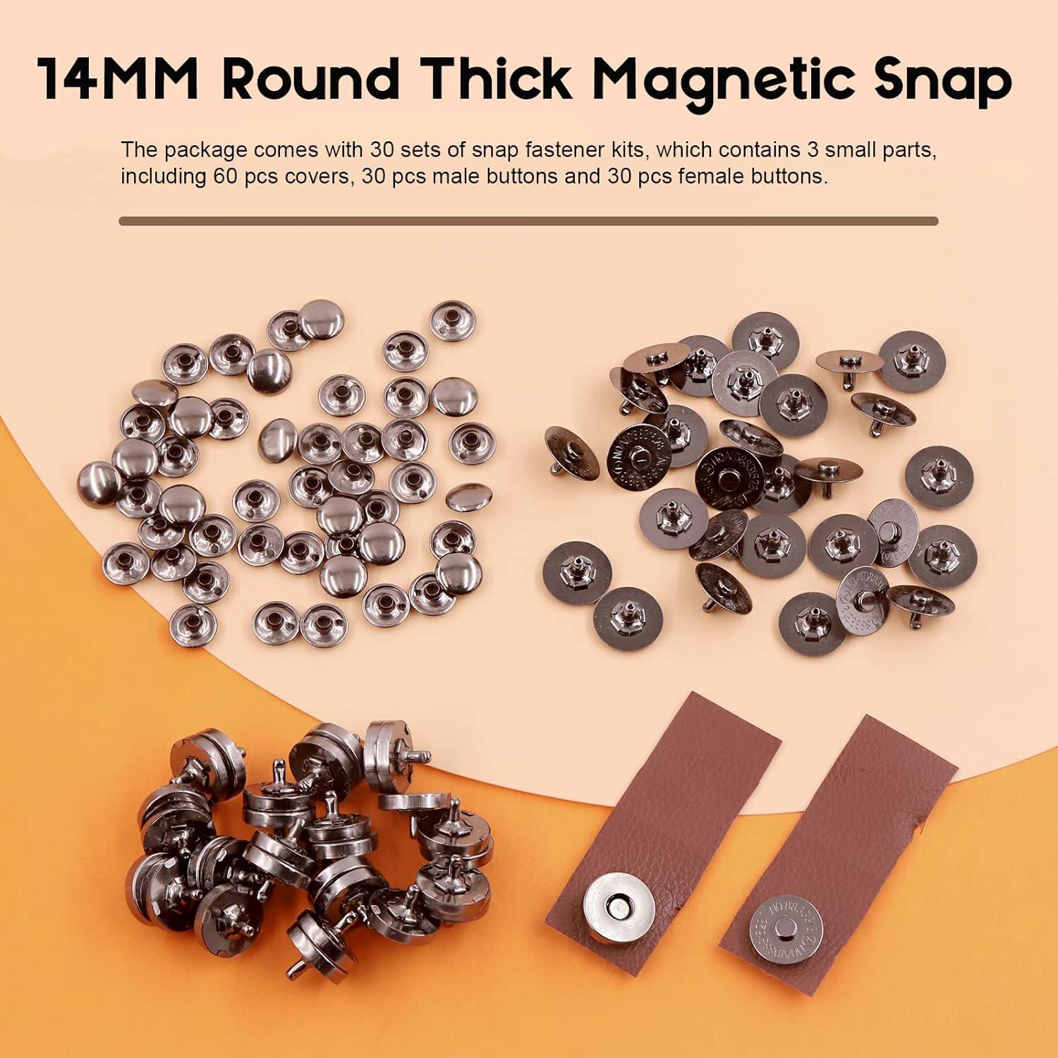 Conjunto de 30 Botones Magnéticos Negros 14mm Wokape