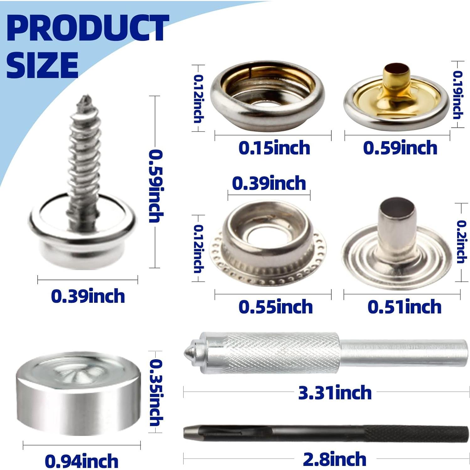 BIOUU Kit de Botones de Lona 363 Piezas Acero Inoxidable