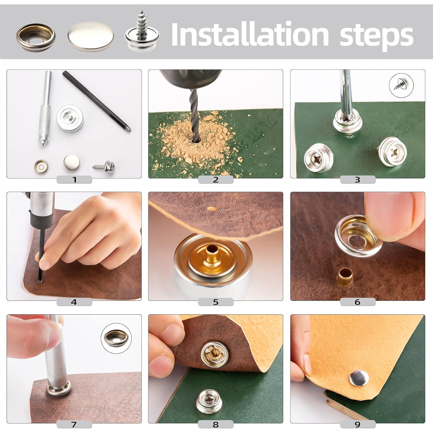 BIOUU Kit de Botones de Lona 363 Piezas Acero Inoxidable