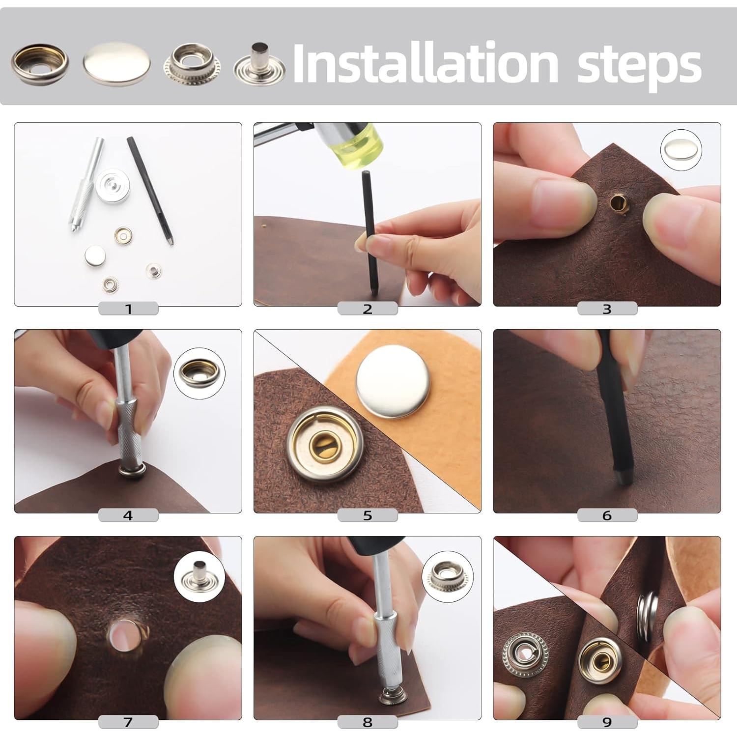 BIOUU Kit de Botones de Lona 363 Piezas Acero Inoxidable