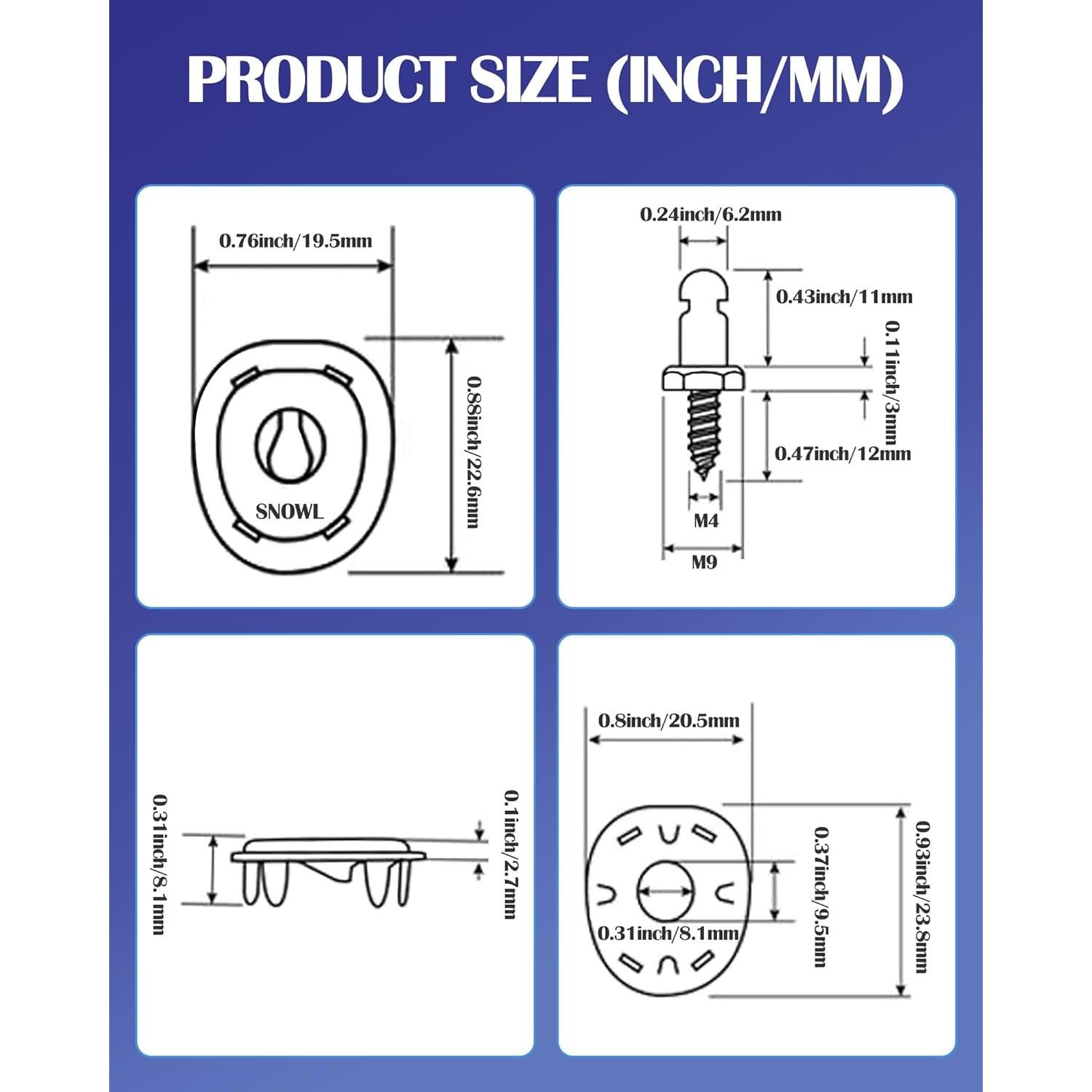 Kit Sujetadores de Lona Nerites 10 Piezas Acero Inoxidable 1.27cm