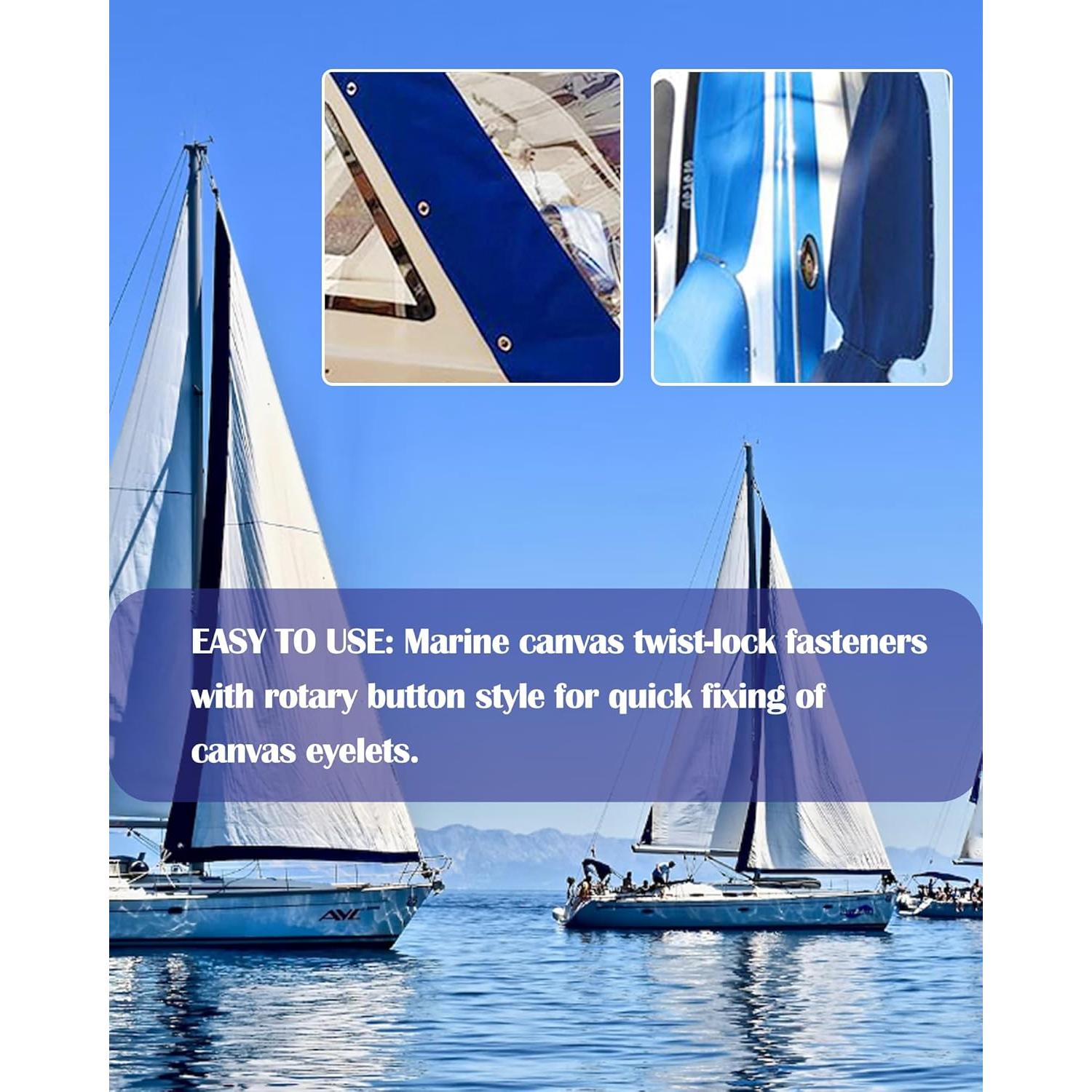 Kit Sujetadores de Lona Nerites 10 Piezas Acero Inoxidable 1.27cm