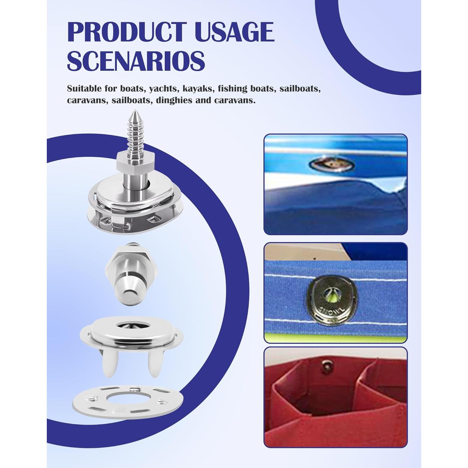 Kit Sujetadores de Lona Nerites 10 Piezas Acero Inoxidable 1.27cm