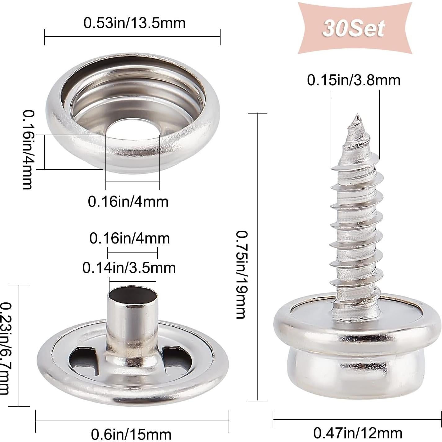 Kit de Sujetadores GORGECRAFT 30 Piezas Acero Inoxidable 10mm