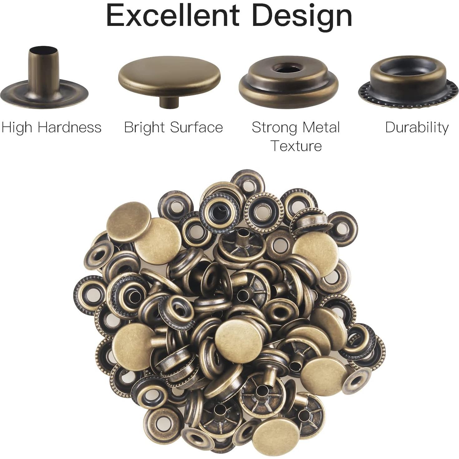 Kit de 200 Broches a Presión Moocci 15mm Acero Inoxidable