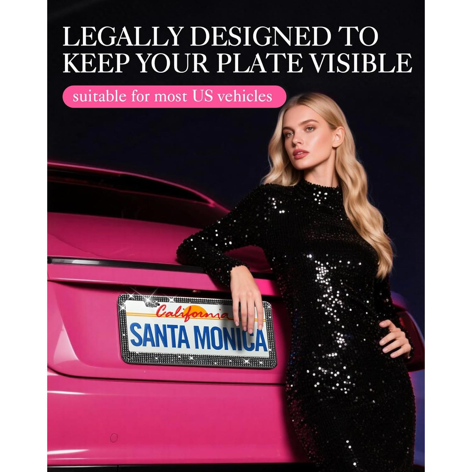 Marco de Placa de Licencia AUJEN Brillante con Rhinestones 31x15cm