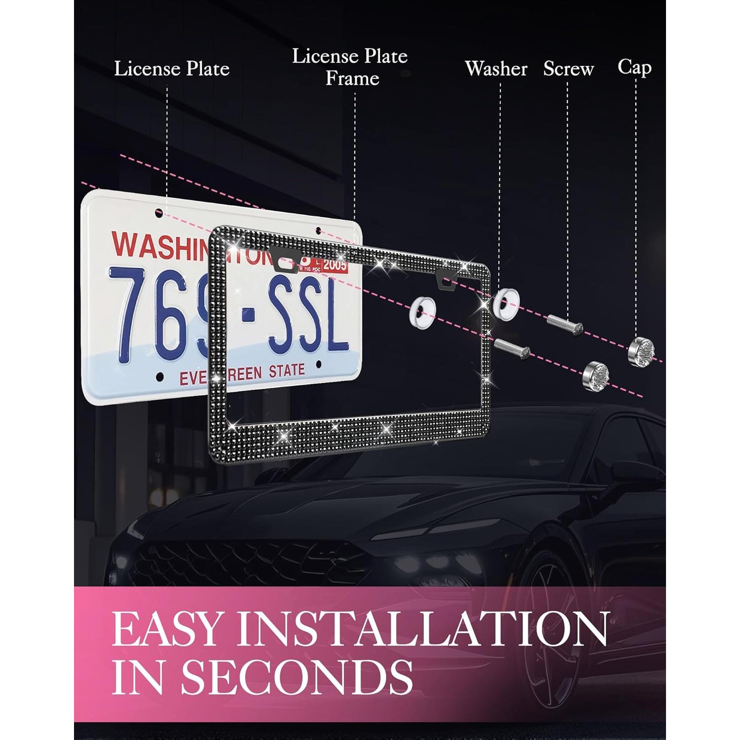 Marco de Placa de Licencia AUJEN Brillante con Rhinestones 31x15cm