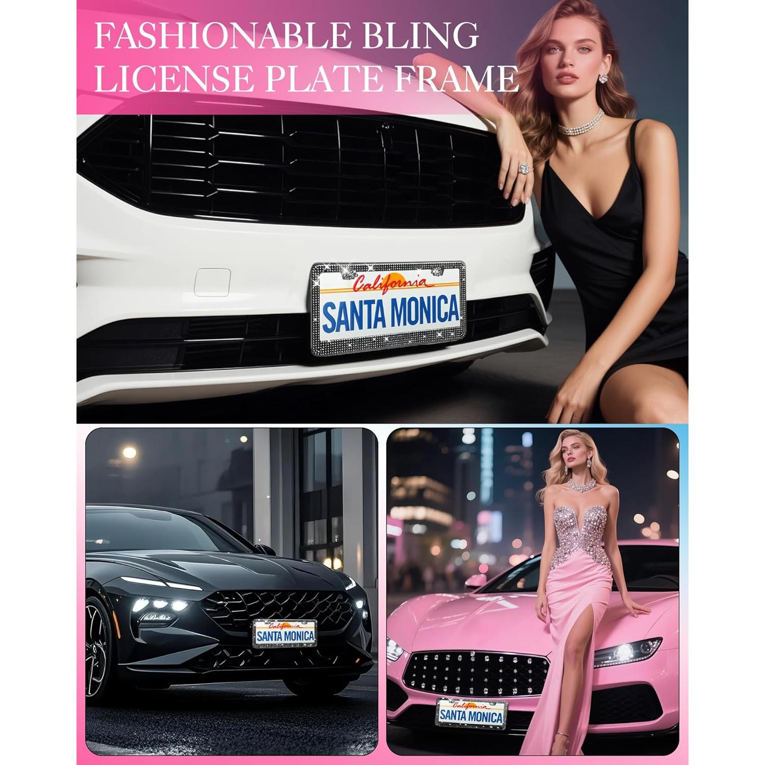 Marco de Placa de Licencia AUJEN Brillante con Rhinestones 31x15cm