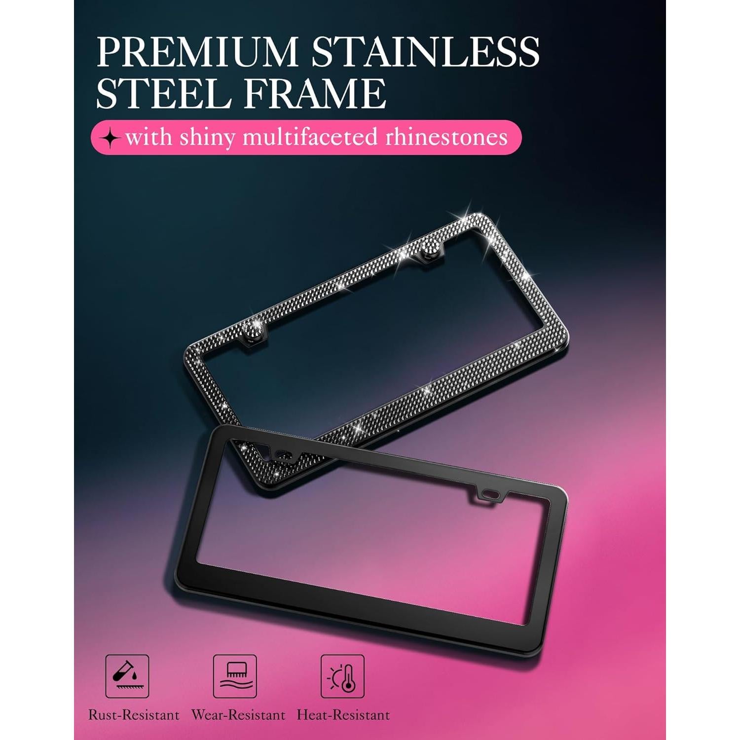 Marco de Placa de Licencia AUJEN Brillante con Rhinestones 31x15cm