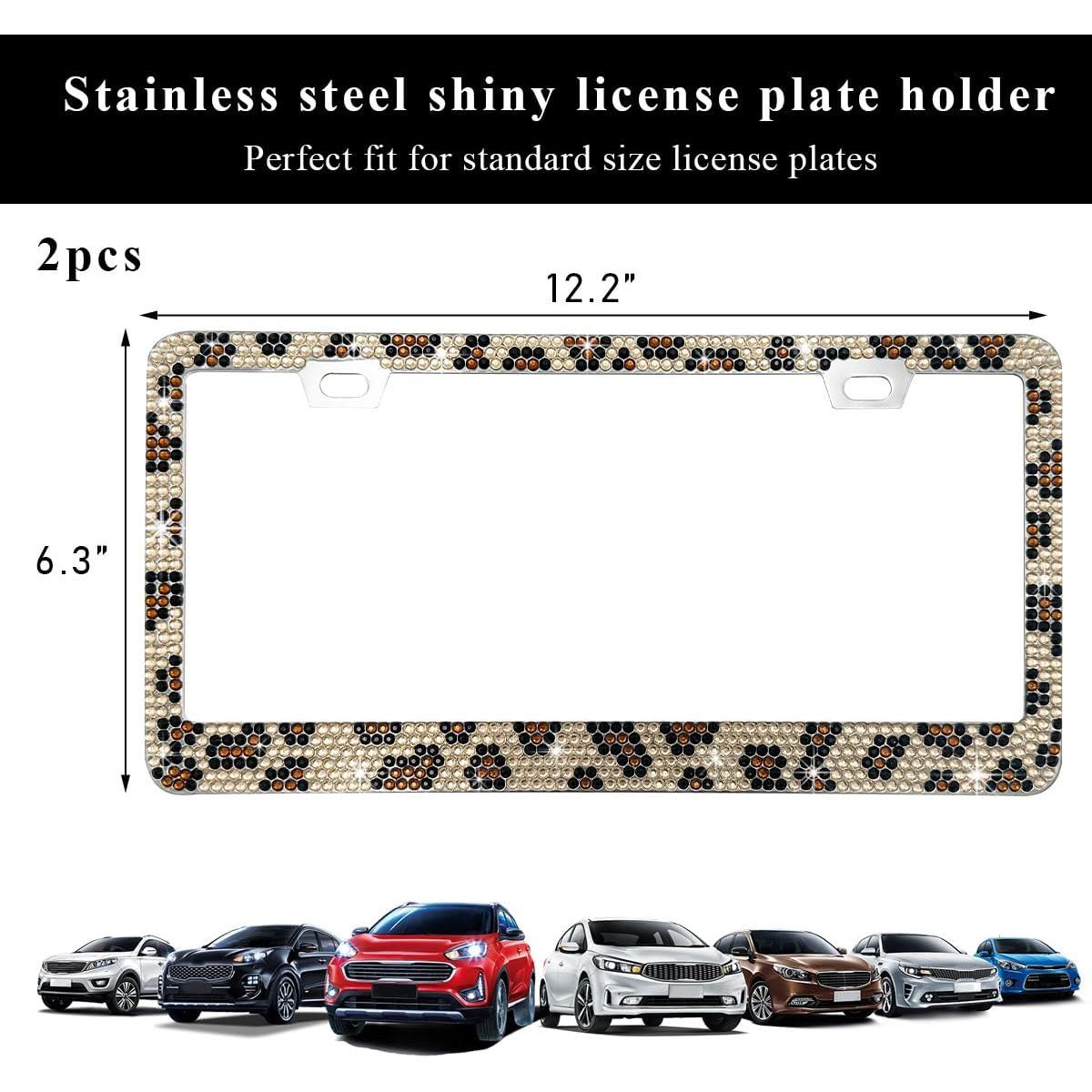 Marco de Placa de Licencia Ziciner Bling Leopardo 2PCS