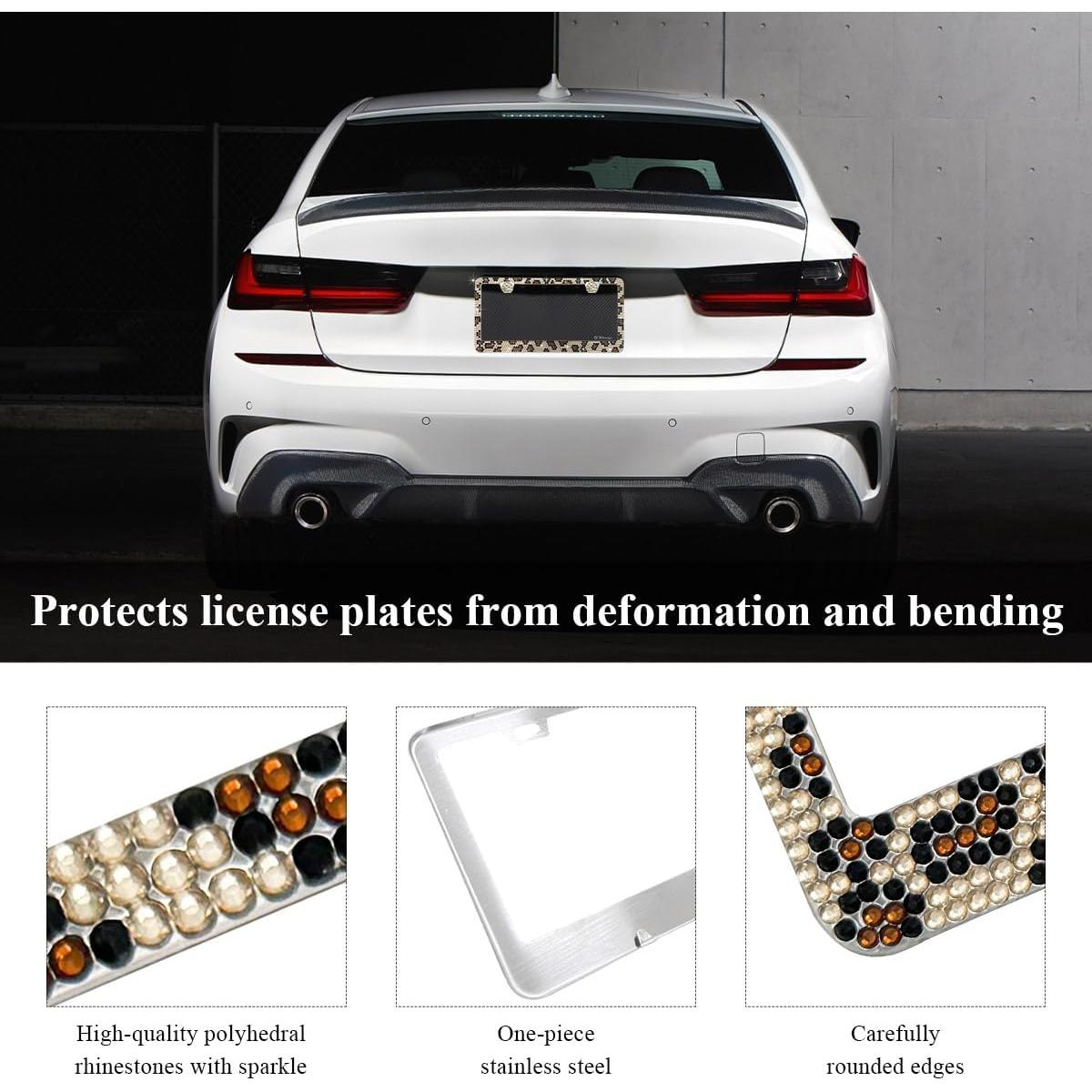 Marco de Placa de Licencia Ziciner Bling Leopardo 2PCS