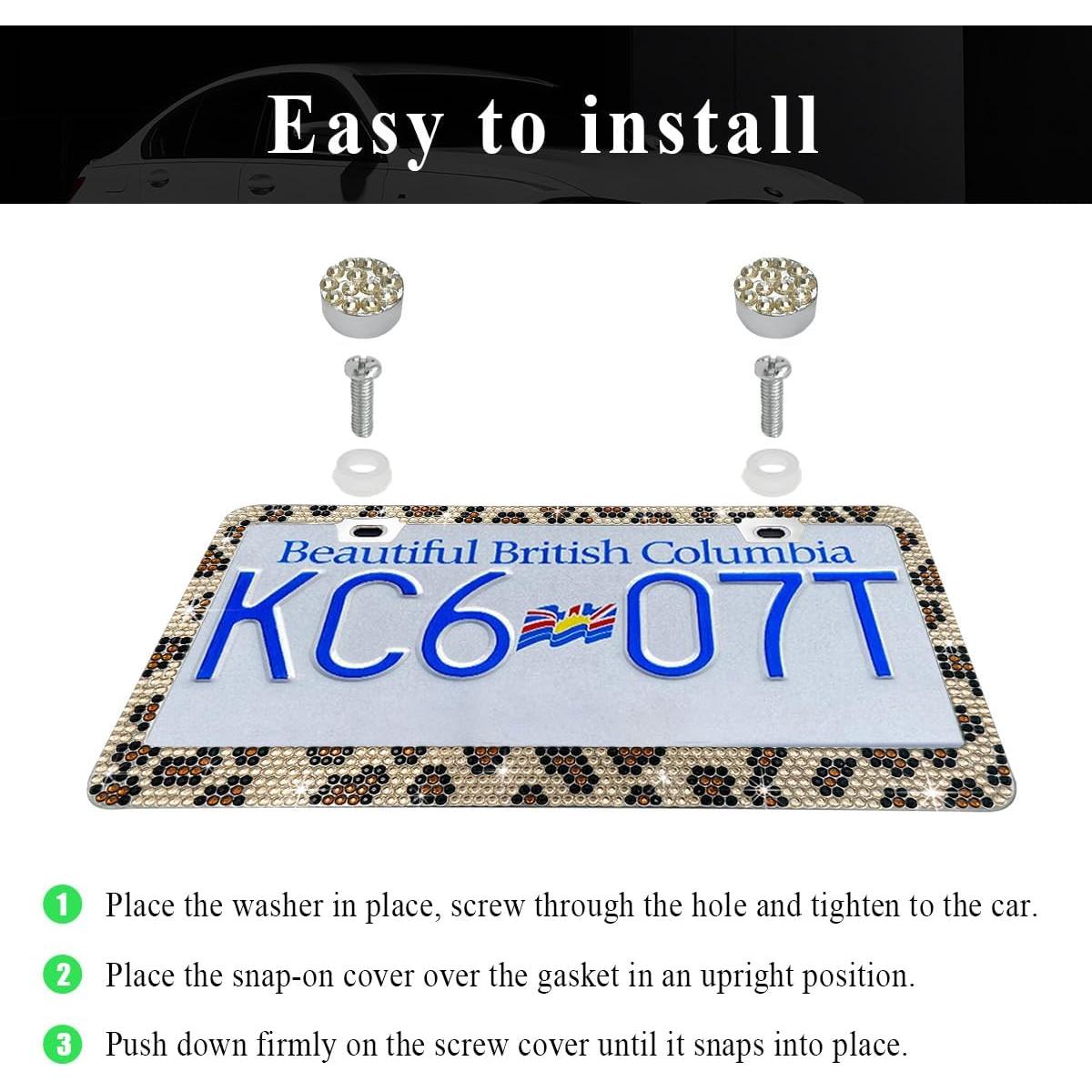 Marco de Placa de Licencia Ziciner Bling Leopardo 2PCS