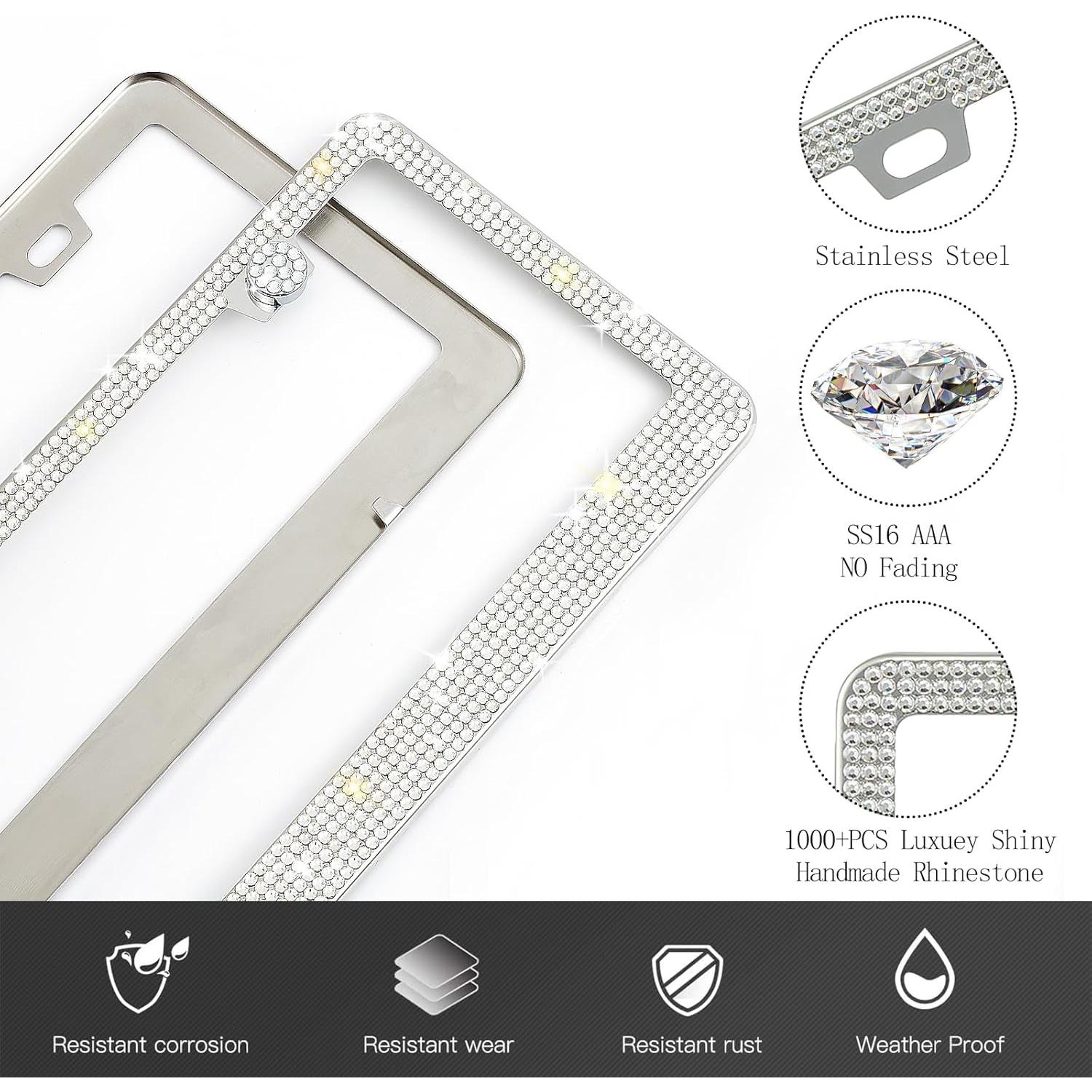 Marco de Placa de Licencia Brillante RunOne 2 Pack Acero Inoxidable