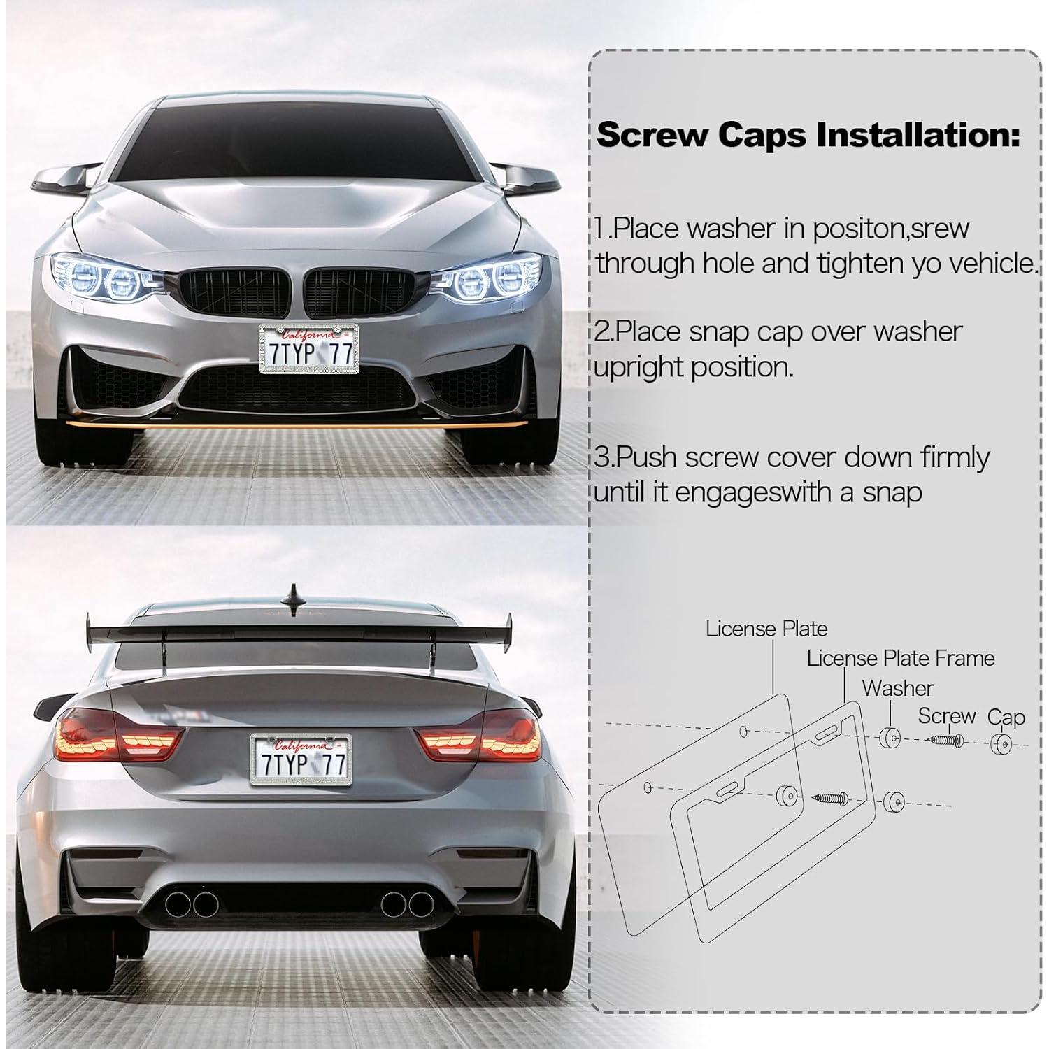 Marco de Placa de Licencia Brillante RunOne 2 Pack Acero Inoxidable