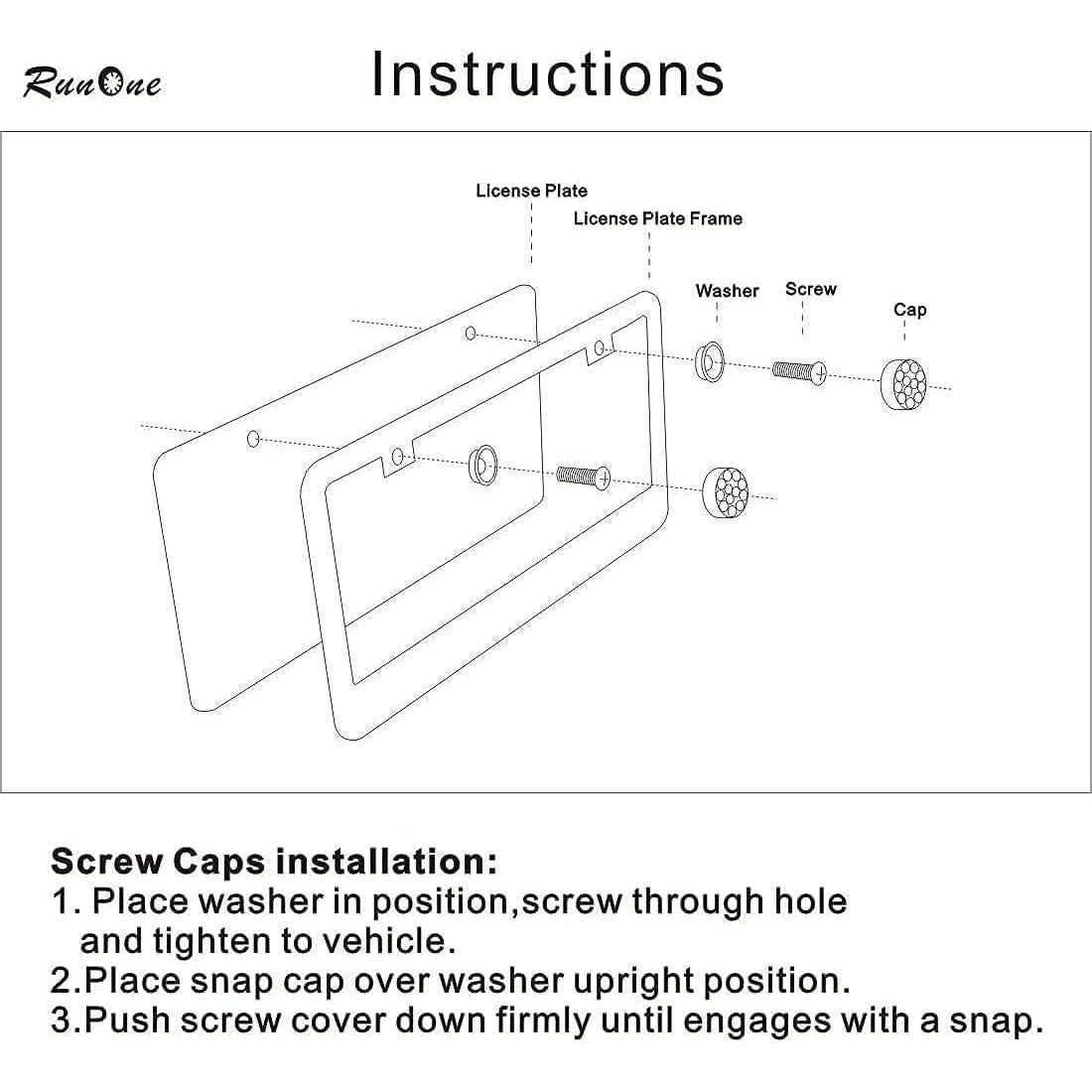 Marco de Placa de Licencia Brillante RunOne 2 Pack Acero Inoxidable