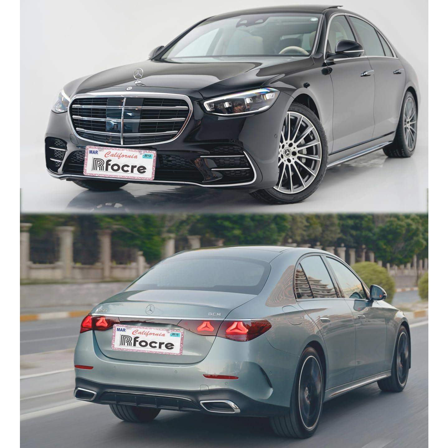 Marcos de Placas de Licencia Brillantes Rfocre Rosa 2 Pzas