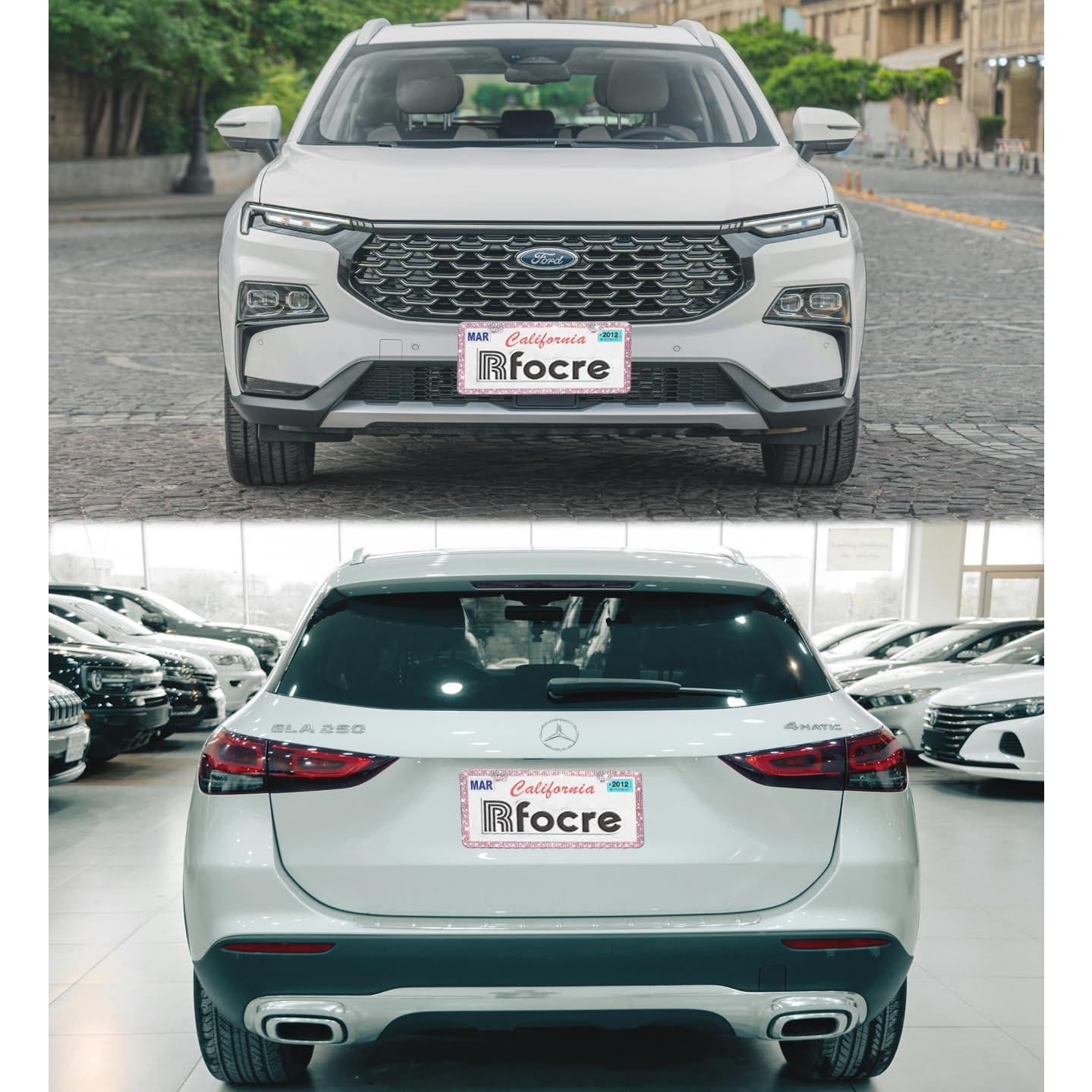 Marcos de Placas de Licencia Brillantes Rfocre Rosa 2 Pzas