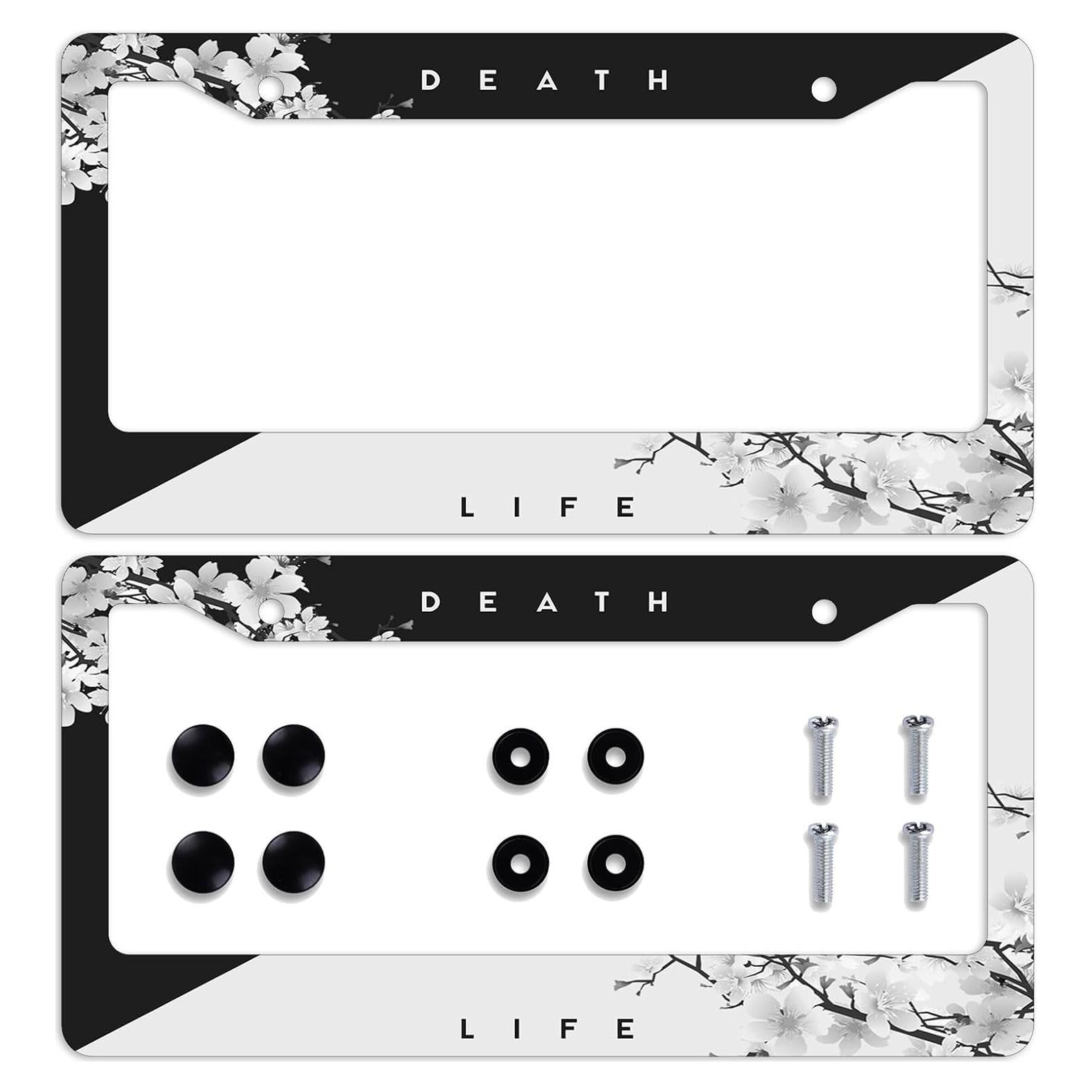 Marco de Placa de Licencia TIAOZP Flor de Cerezo Japonés 2 Piezas