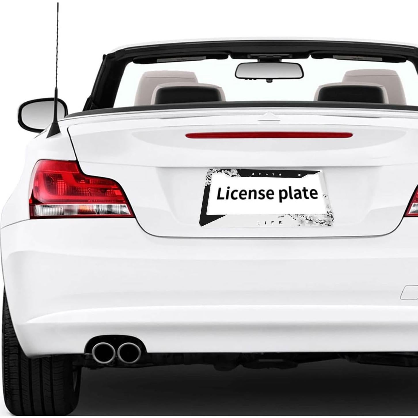 Marco de Placa de Licencia TIAOZP Flor de Cerezo Japonés 2 Piezas