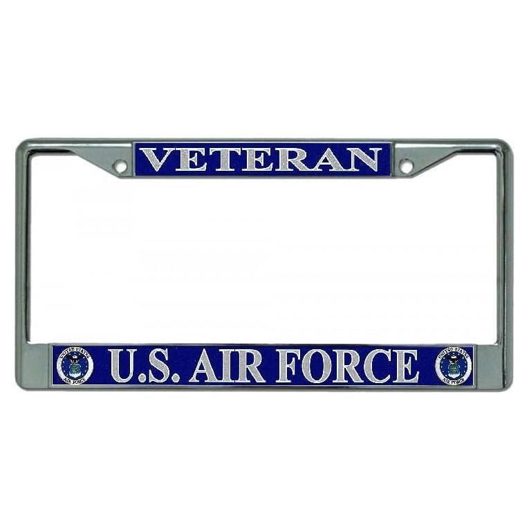Marco de Placa de Licencia Cromado Veterano Fuerza Aérea USA