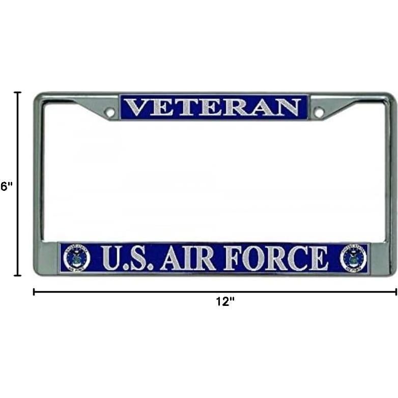 Marco de Placa de Licencia Cromado Veterano Fuerza Aérea USA