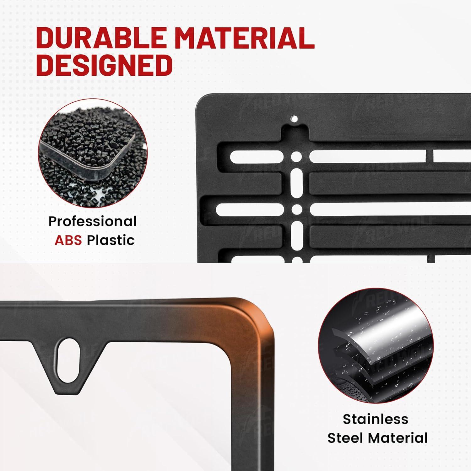 Soporte de Placa de Matrícula RED WOLF con Marco de Acero Inoxidable