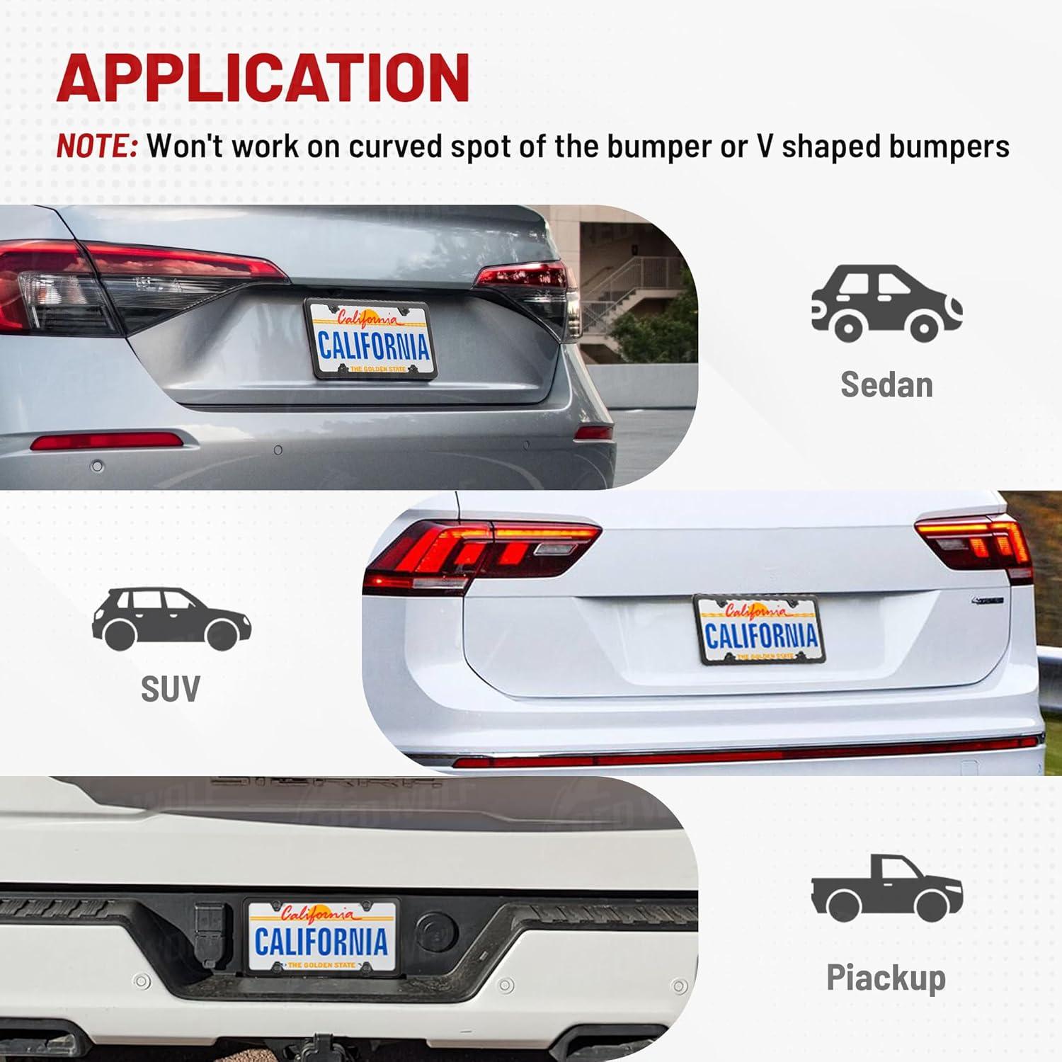 Soporte de Placa de Matrícula RED WOLF con Marco de Acero Inoxidable