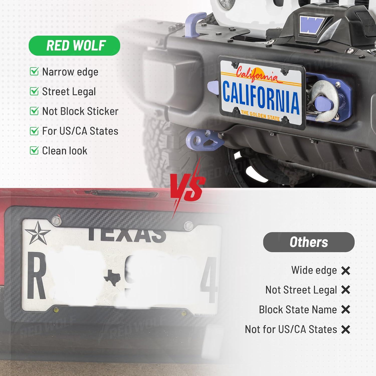 Soporte de Placa de Matrícula RED WOLF con Marco de Acero Inoxidable