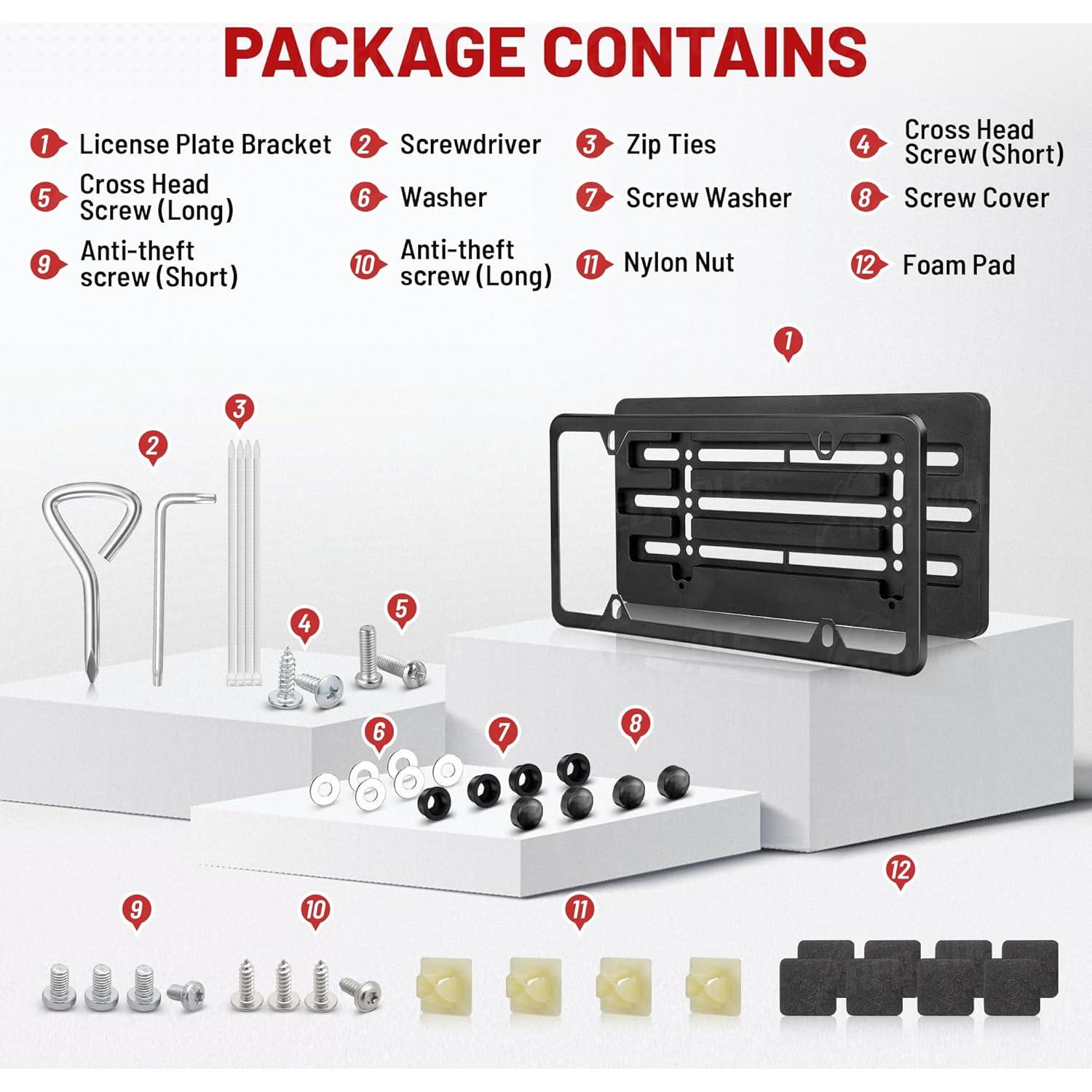 Soporte de Placa de Matrícula RED WOLF con Marco de Acero Inoxidable