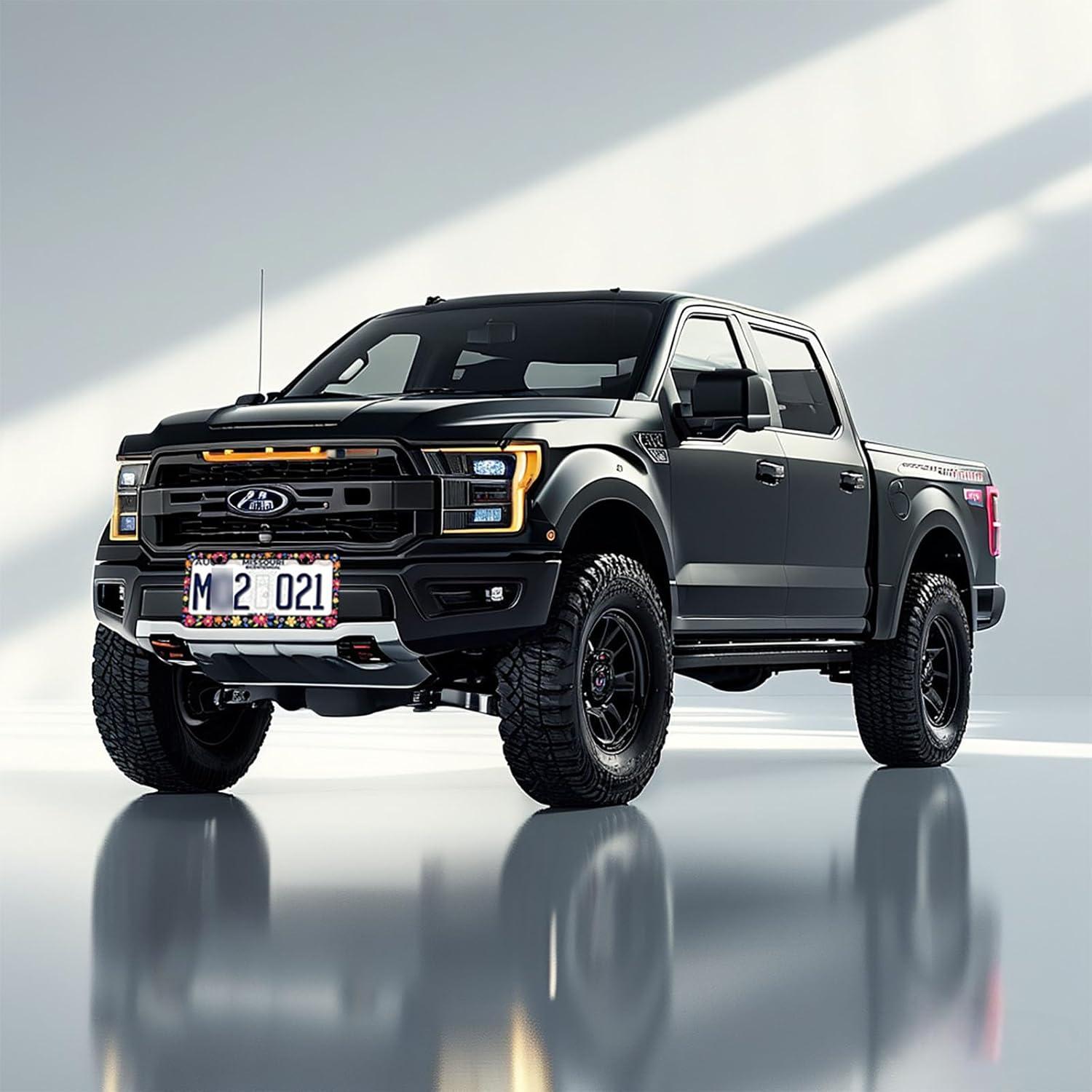 Marcos de Placas de Licencia PINFFSHU 2 Pcs Flores Coloridas 31.5x16.2 cm