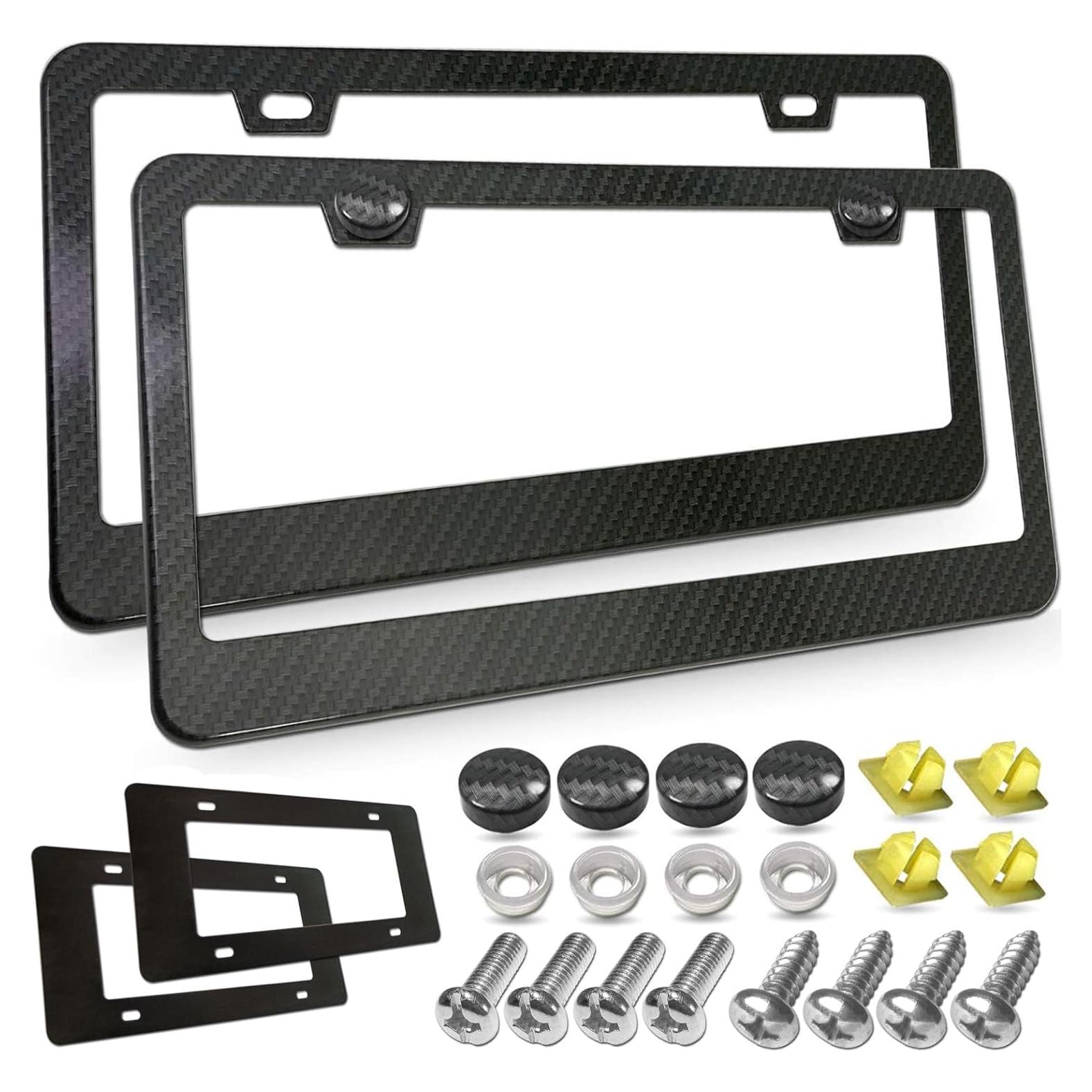 Marco de Placa de Licencia Aluminio Negro YoUoY - Paquete de 2