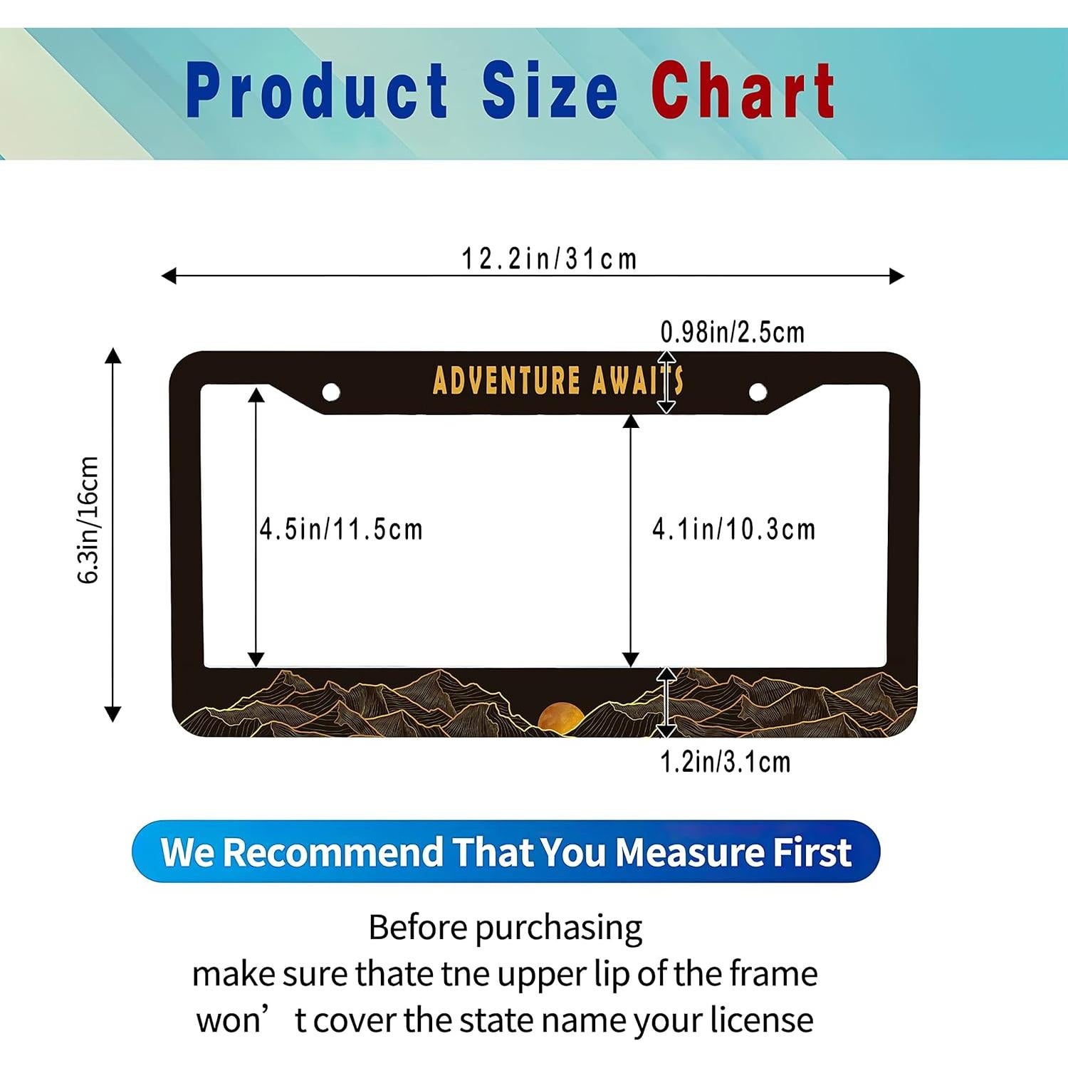 Marco de Placa de Licencia Smoaffly Aventura 30.5x15.2 cm