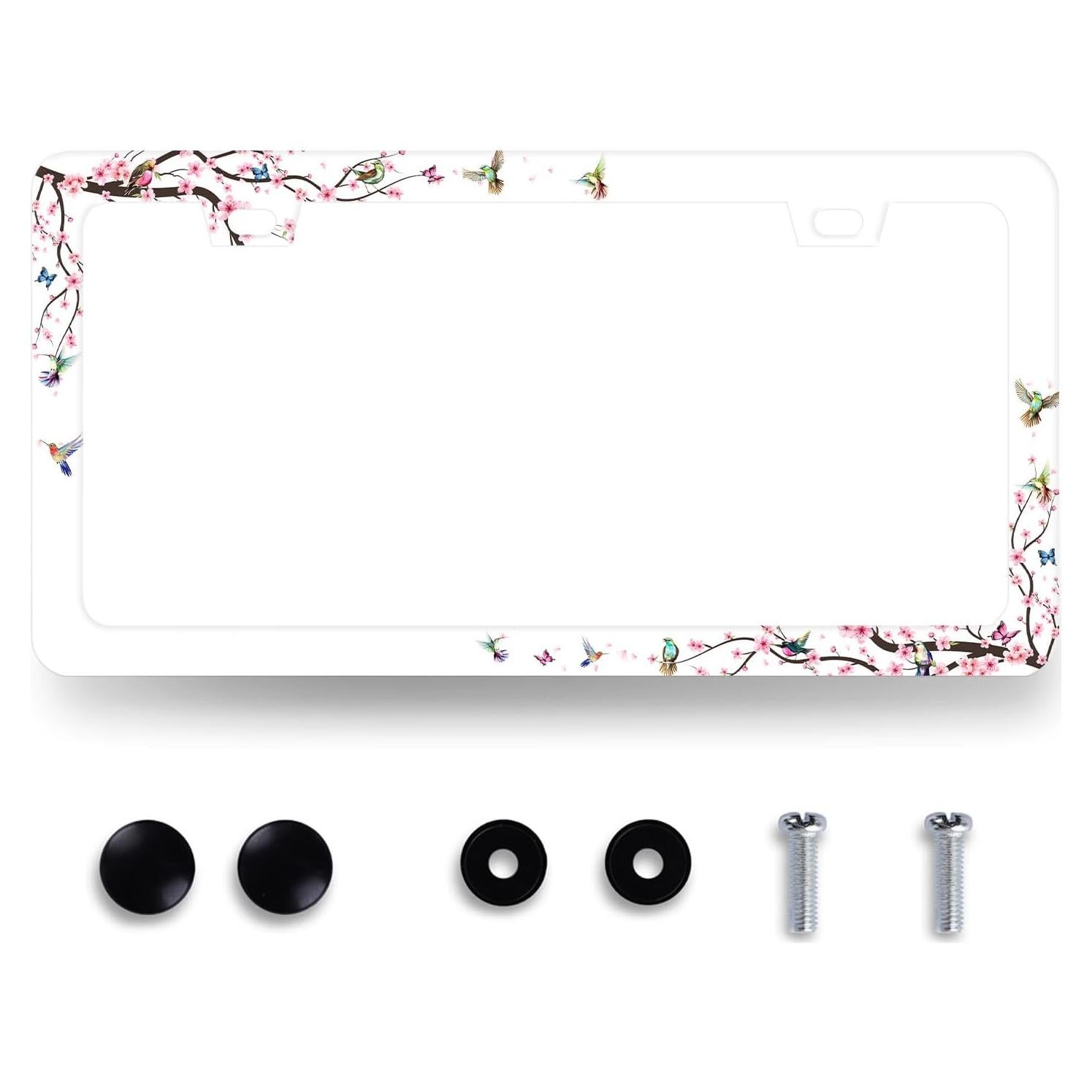 Marco de Placa de Licencia MUAWUOIK Floral Rosa 31.2x15.9 cm