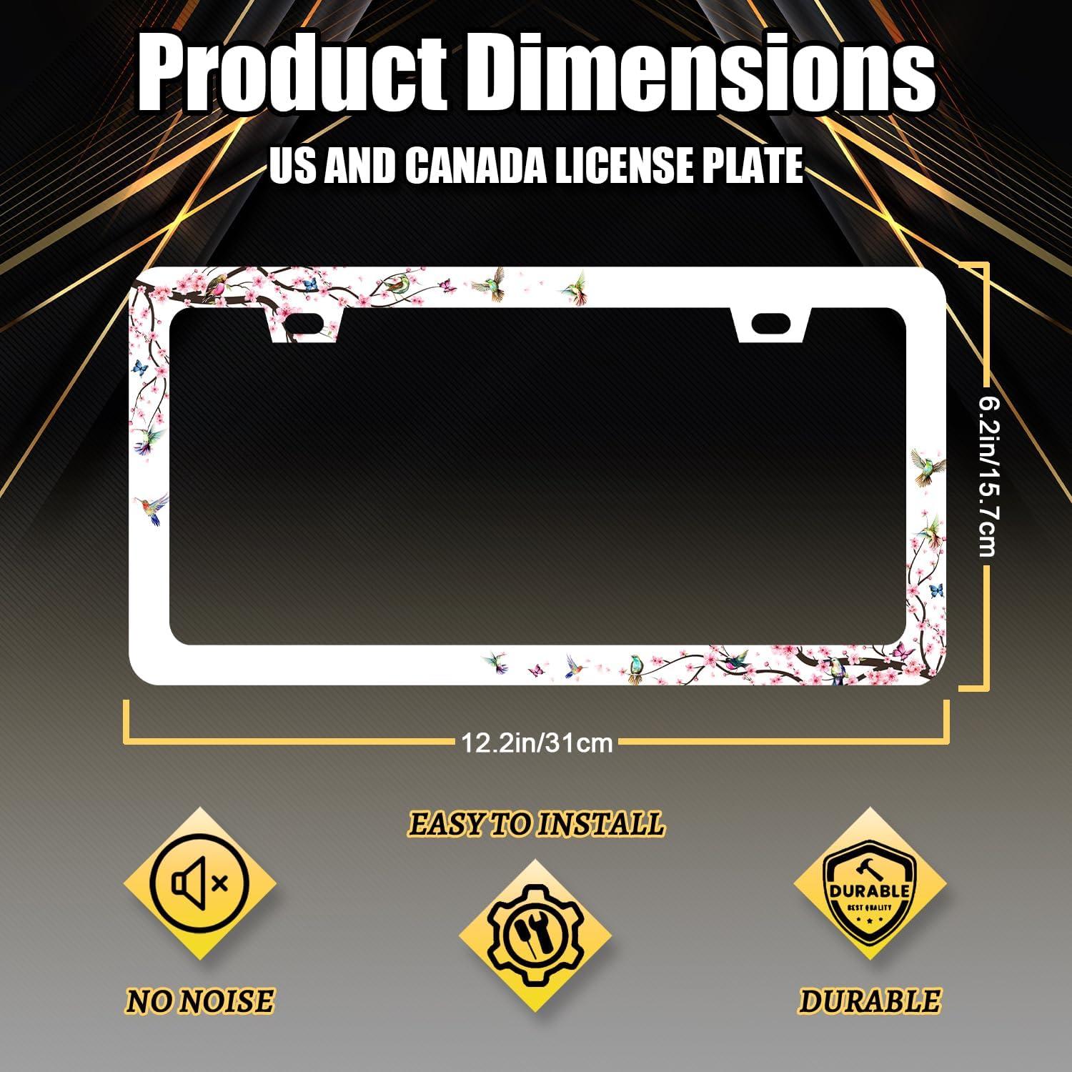 Marco de Placa de Licencia MUAWUOIK Floral Rosa 31.2x15.9 cm