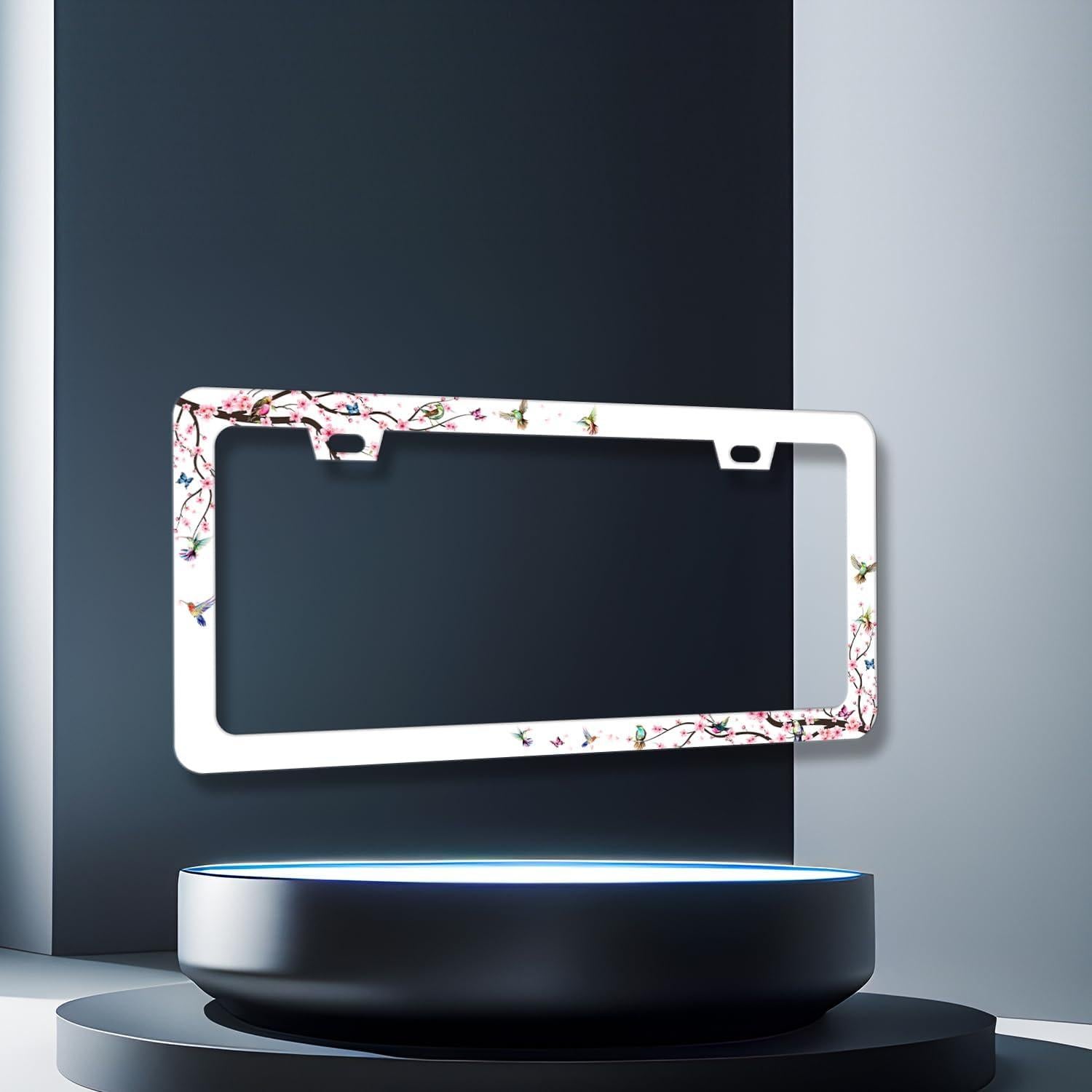 Marco de Placa de Licencia MUAWUOIK Floral Rosa 31.2x15.9 cm