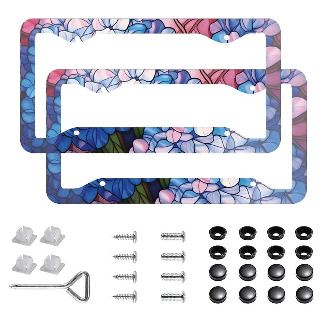 Paquete de 2 Marcos de Placa de Licencia Floral LYUQAPZ