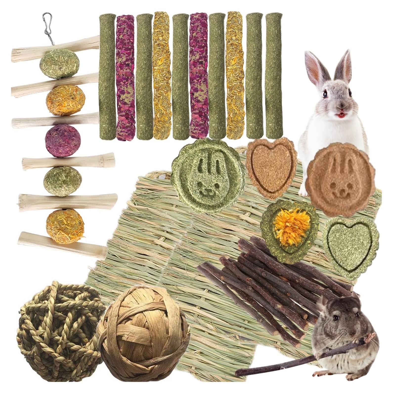 Juguetes para Conejos y Cobayas KL852 - 30 Piezas Naturales