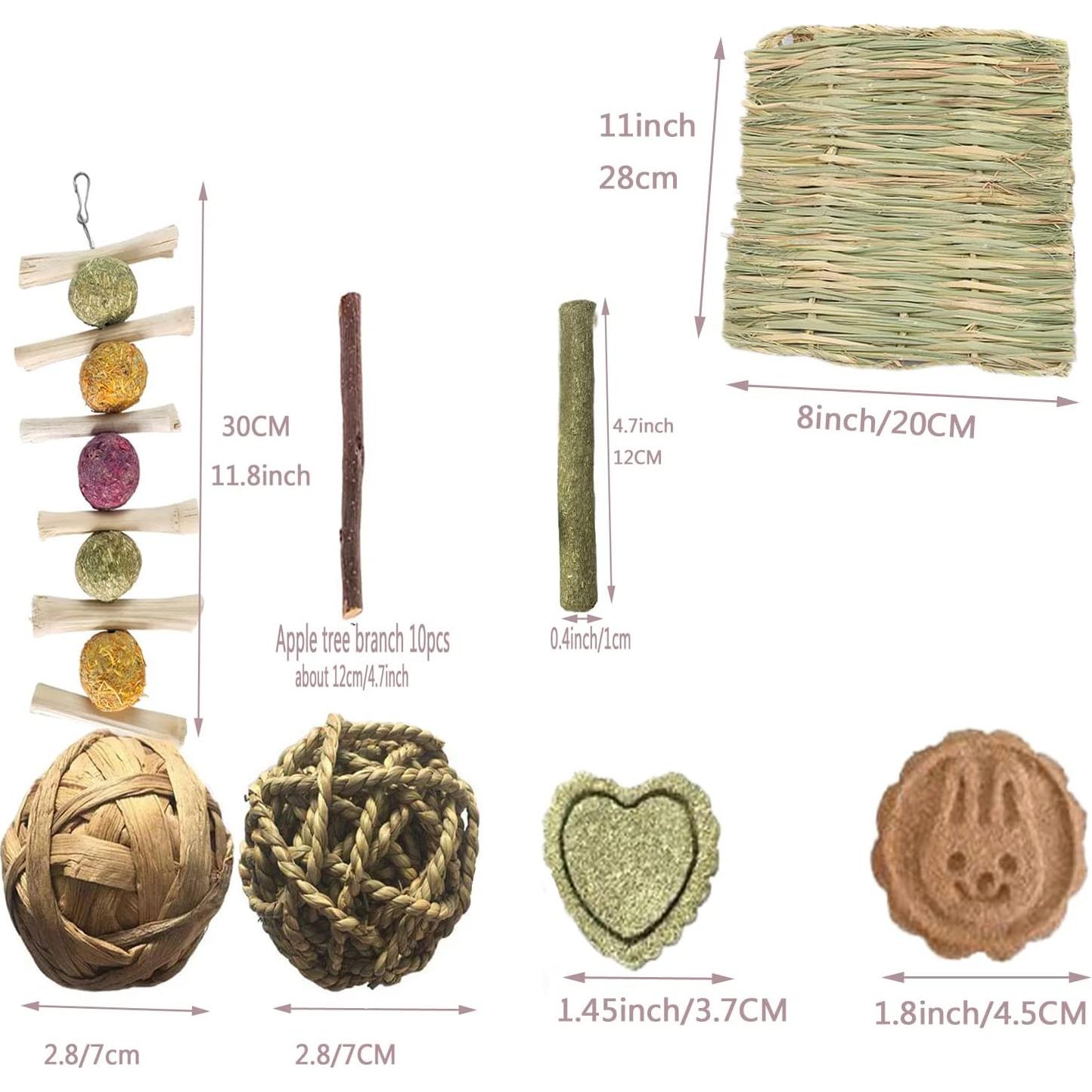 Juguetes para Conejos y Cobayas KL852 - 30 Piezas Naturales