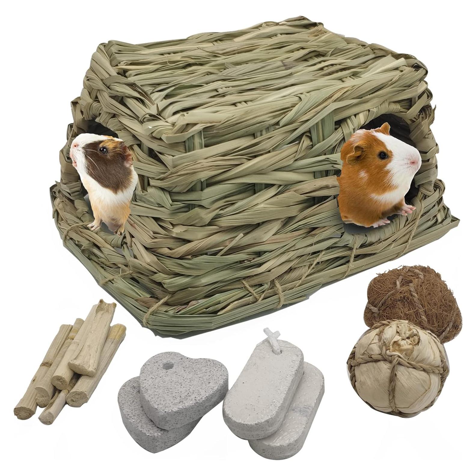 Casa de Hierba Natural BNOSDM para Cobayas y Hámsters 25.9x19.8cm