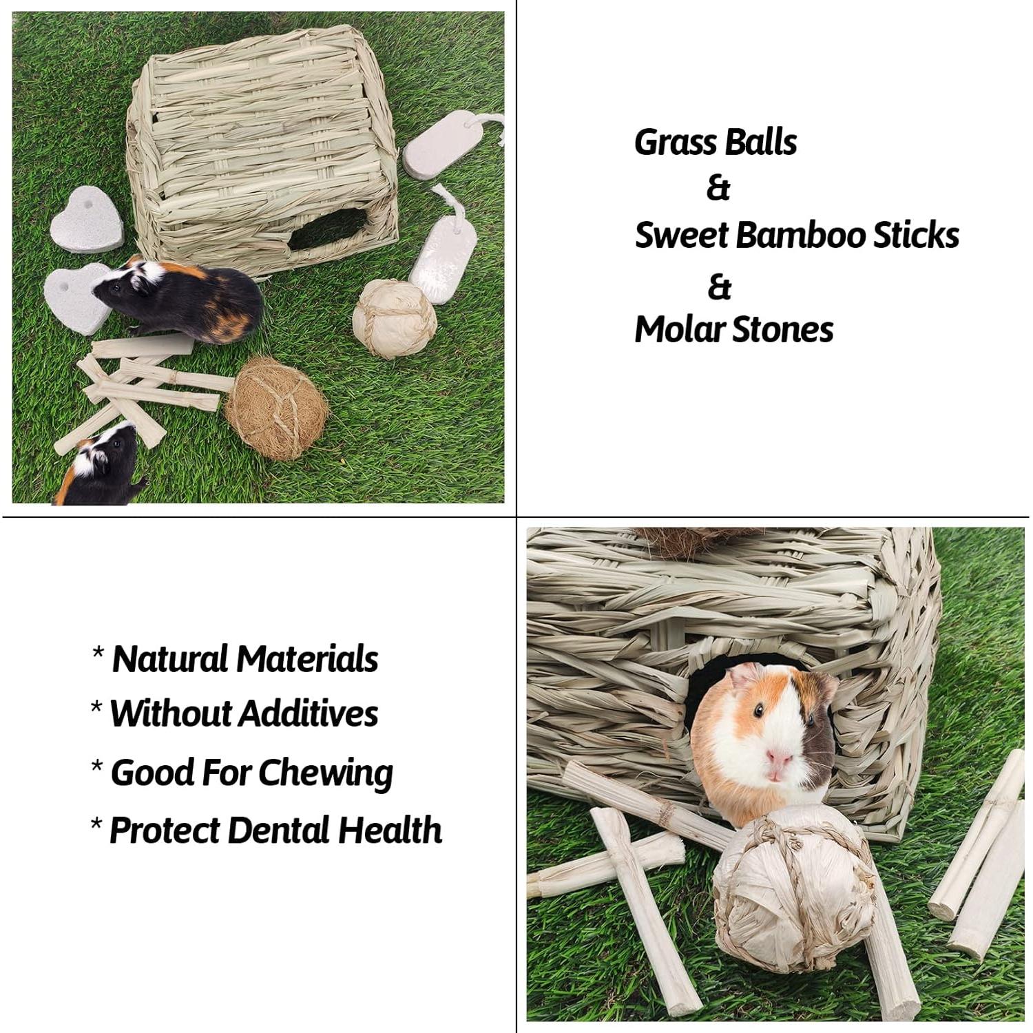 Casa de Hierba Natural BNOSDM para Cobayas y Hámsters 25.9x19.8cm