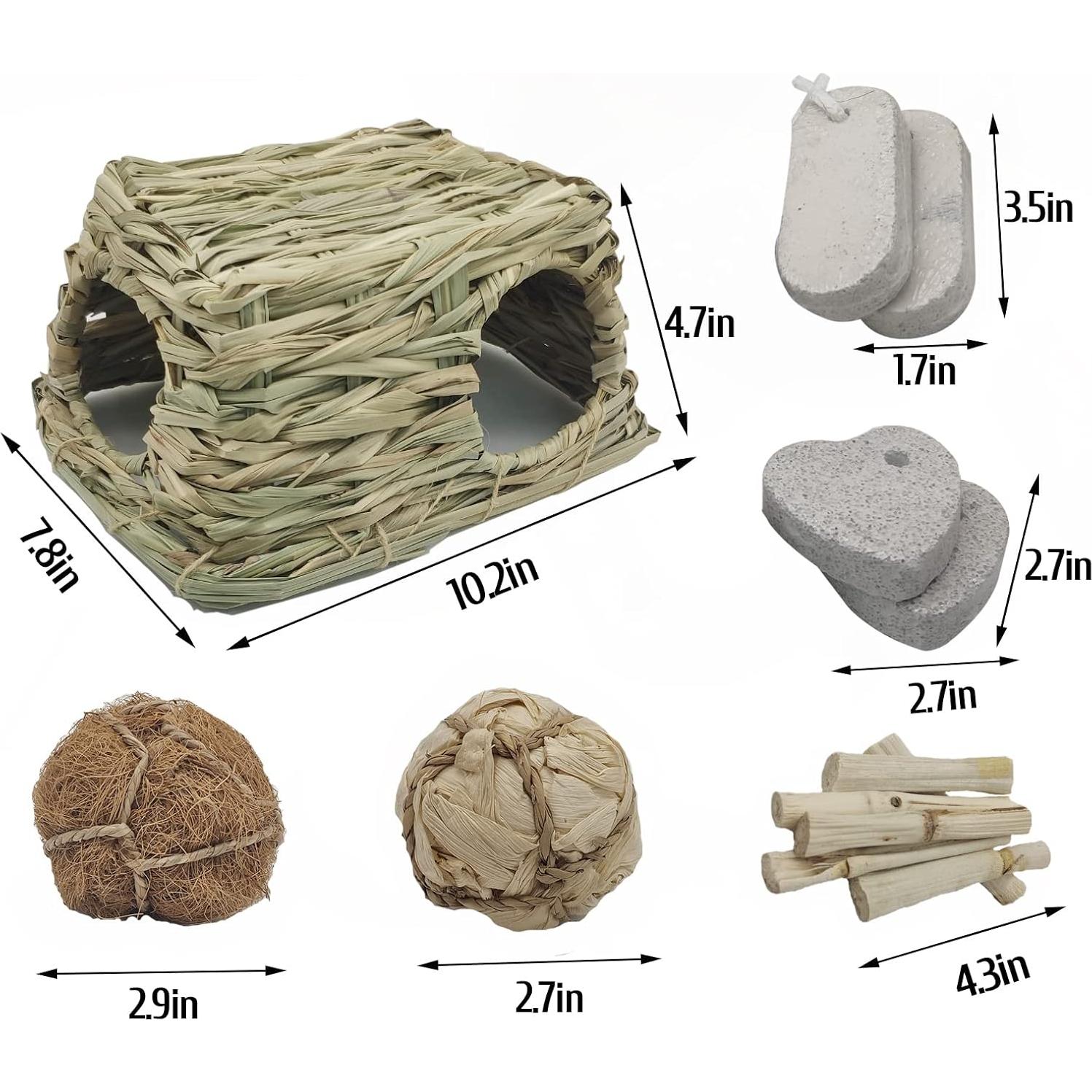 Casa de Hierba Natural BNOSDM para Cobayas y Hámsters 25.9x19.8cm