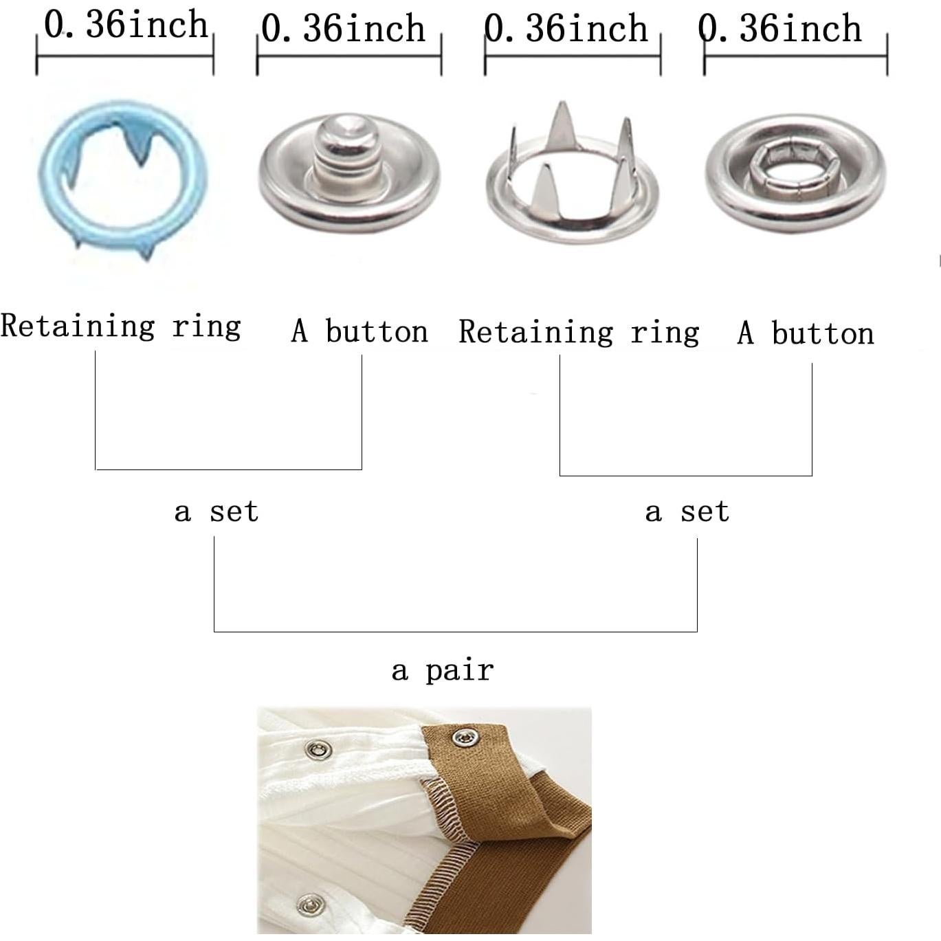 100 Botones de Presión de Metal YIGUANXIN 9.5mm 10 Colores