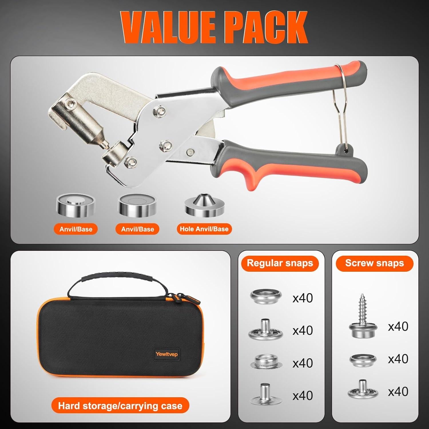 Kit de Herramienta de Botón a Presión Yewltvep con Estuche