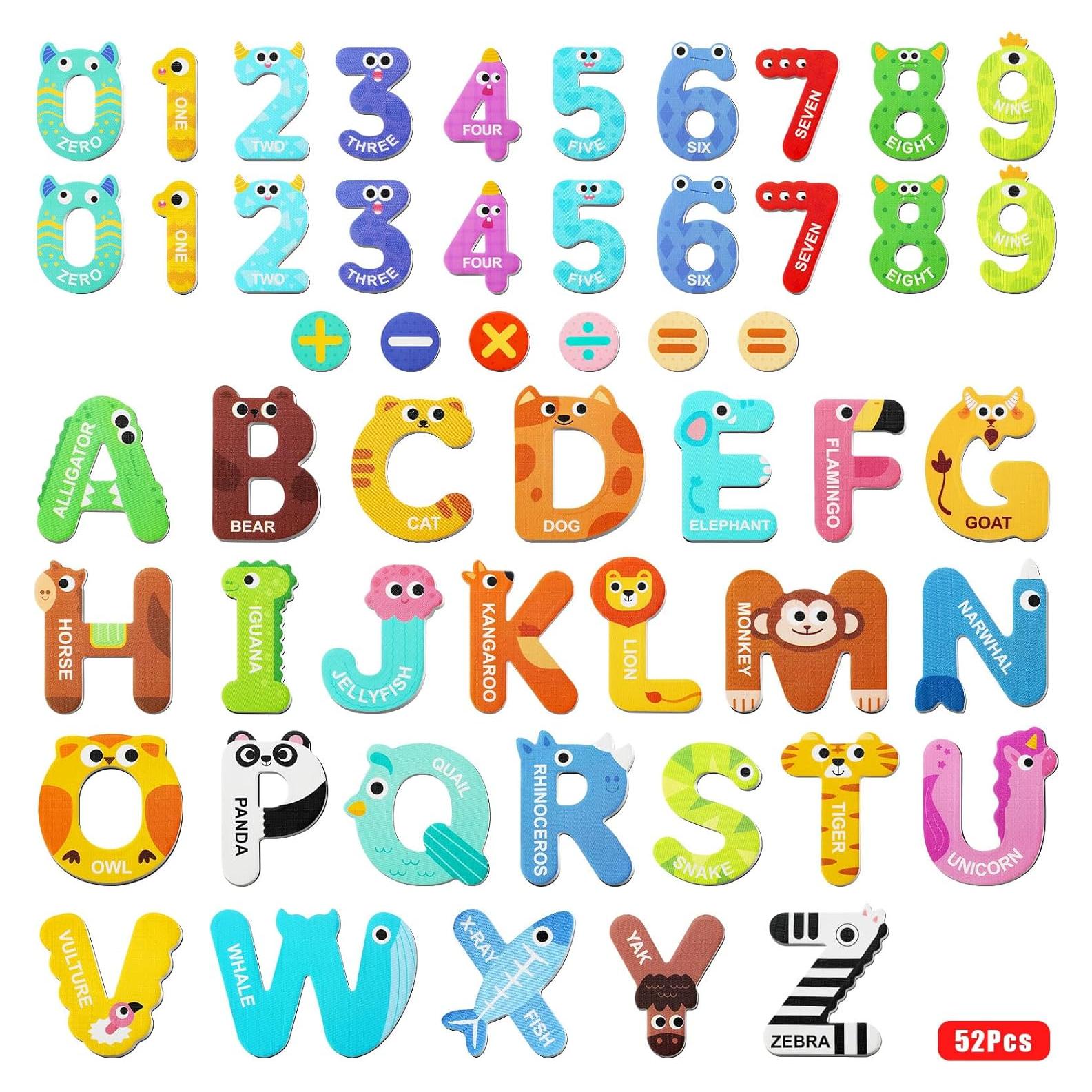 Cocurb 52 Piezas Letras y Números Magnéticos para Niños