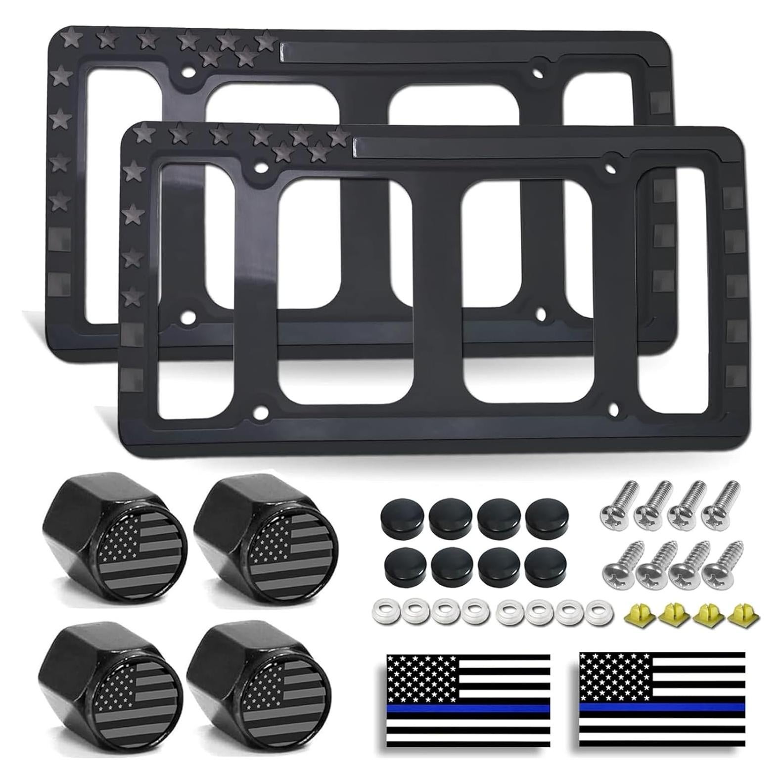 Marcos de Placas de Licencia BGMVFK con Bandera Americana - 2 Piezas
